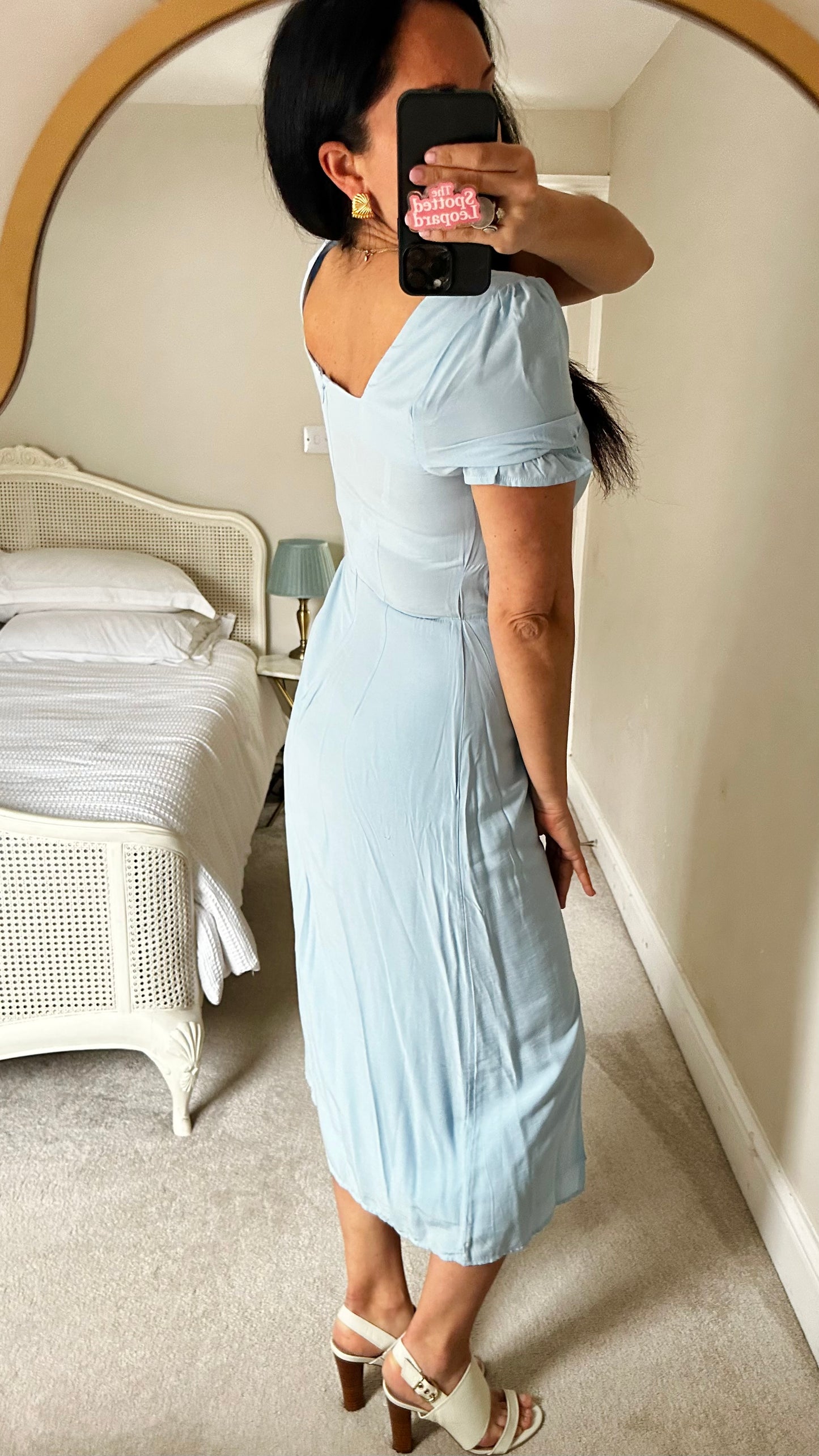 Warehouse light blue side split midi dress medium UK 12 new bnwt