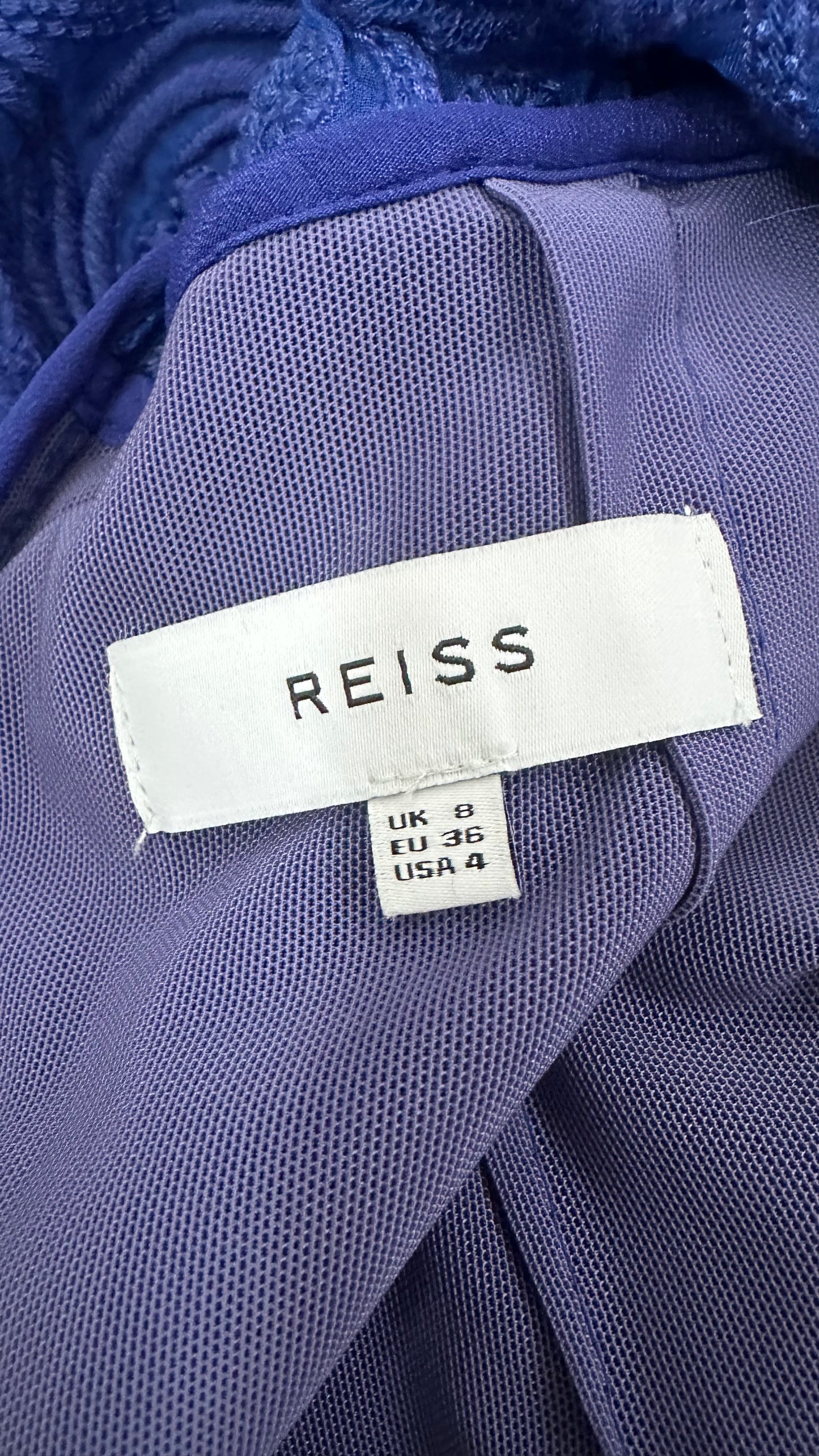 Reiss kingfisher blue midi long wedding guest midi dress small UK 8 vgc