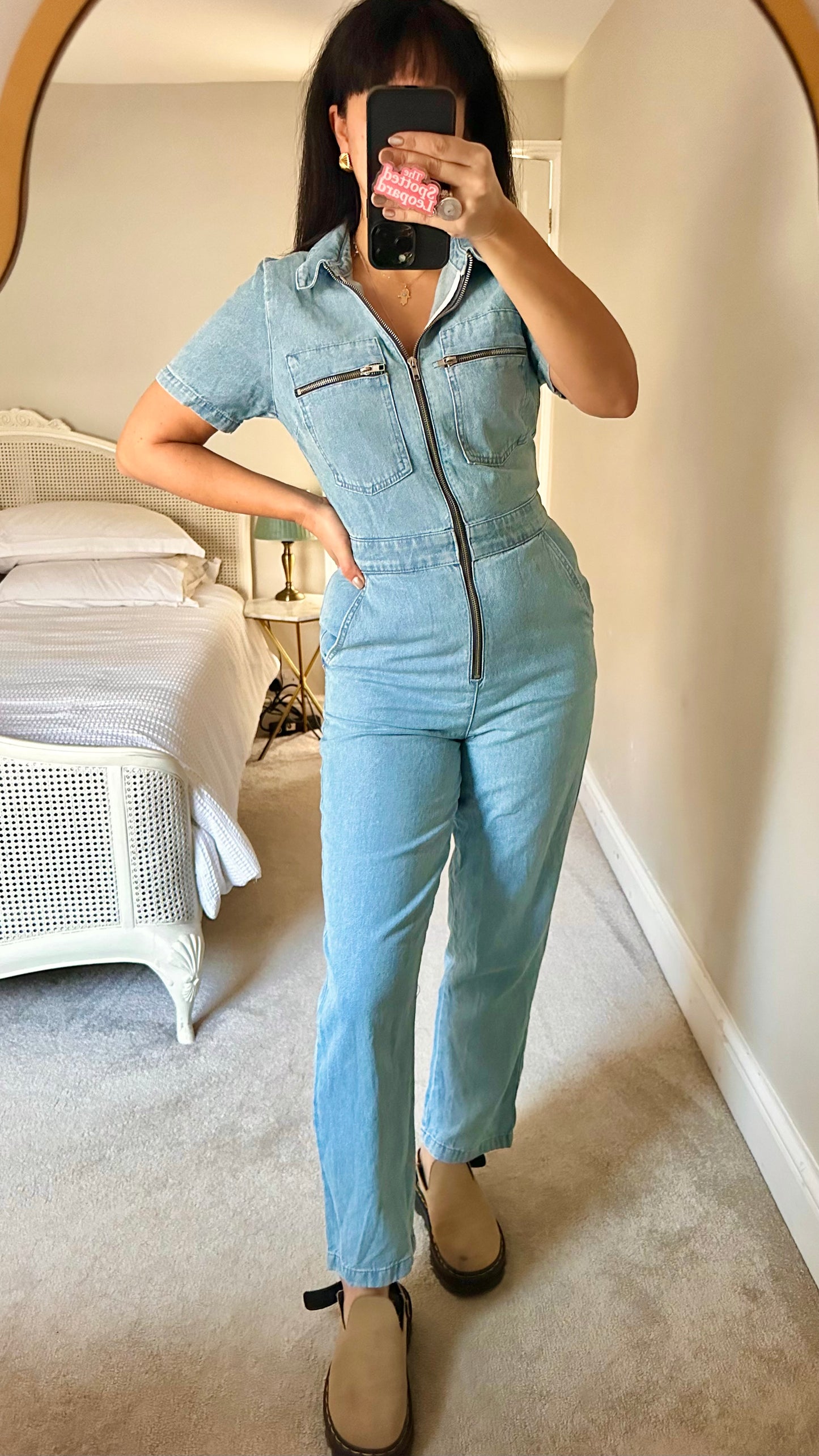 Topshop light blue denim jeans boiler suit jumpsuit small medium UK 6 8 12
