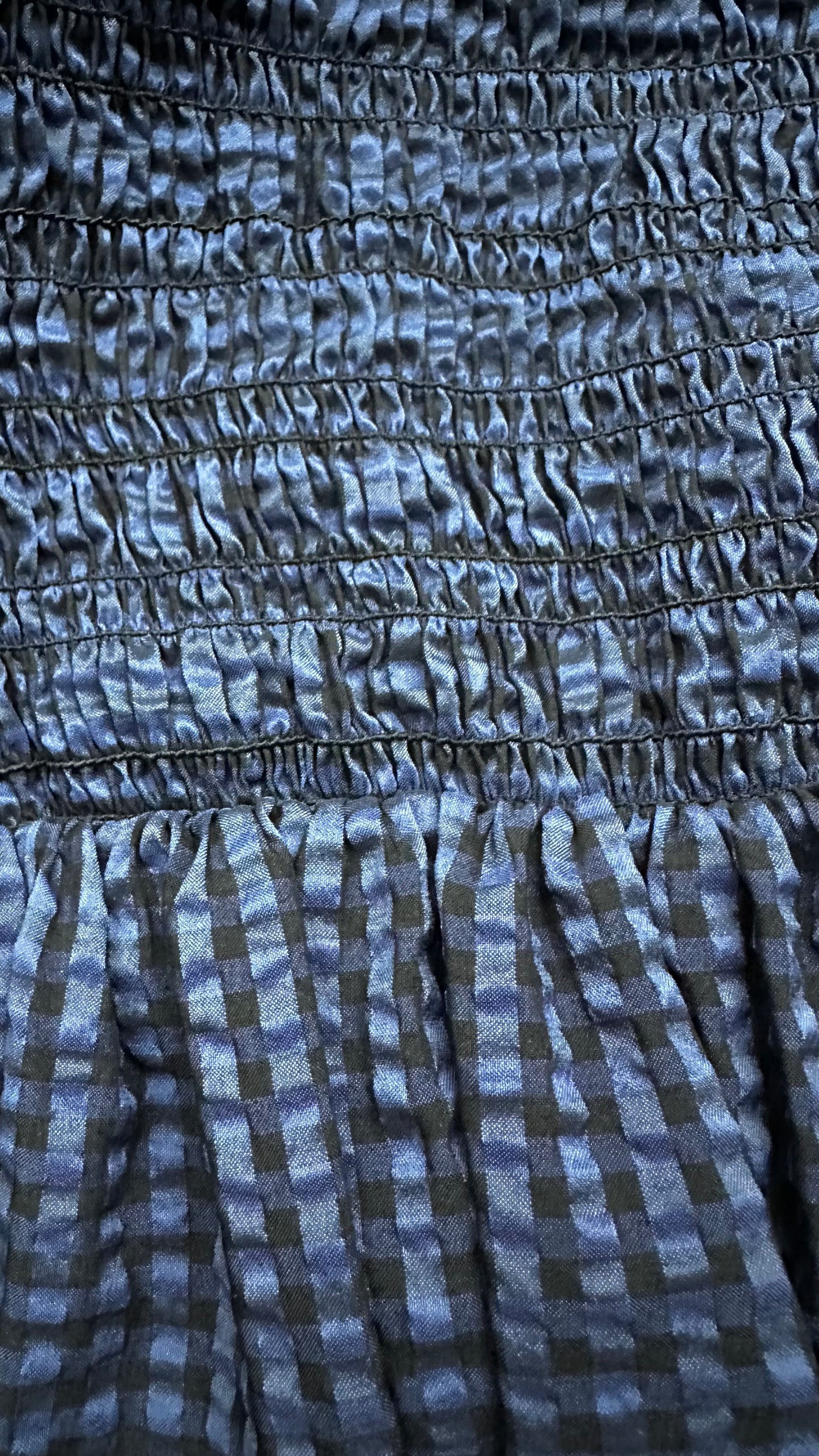 Never Fully Dressed navy blue black gingham shirred bust dress extra large UK 14-16 vgc