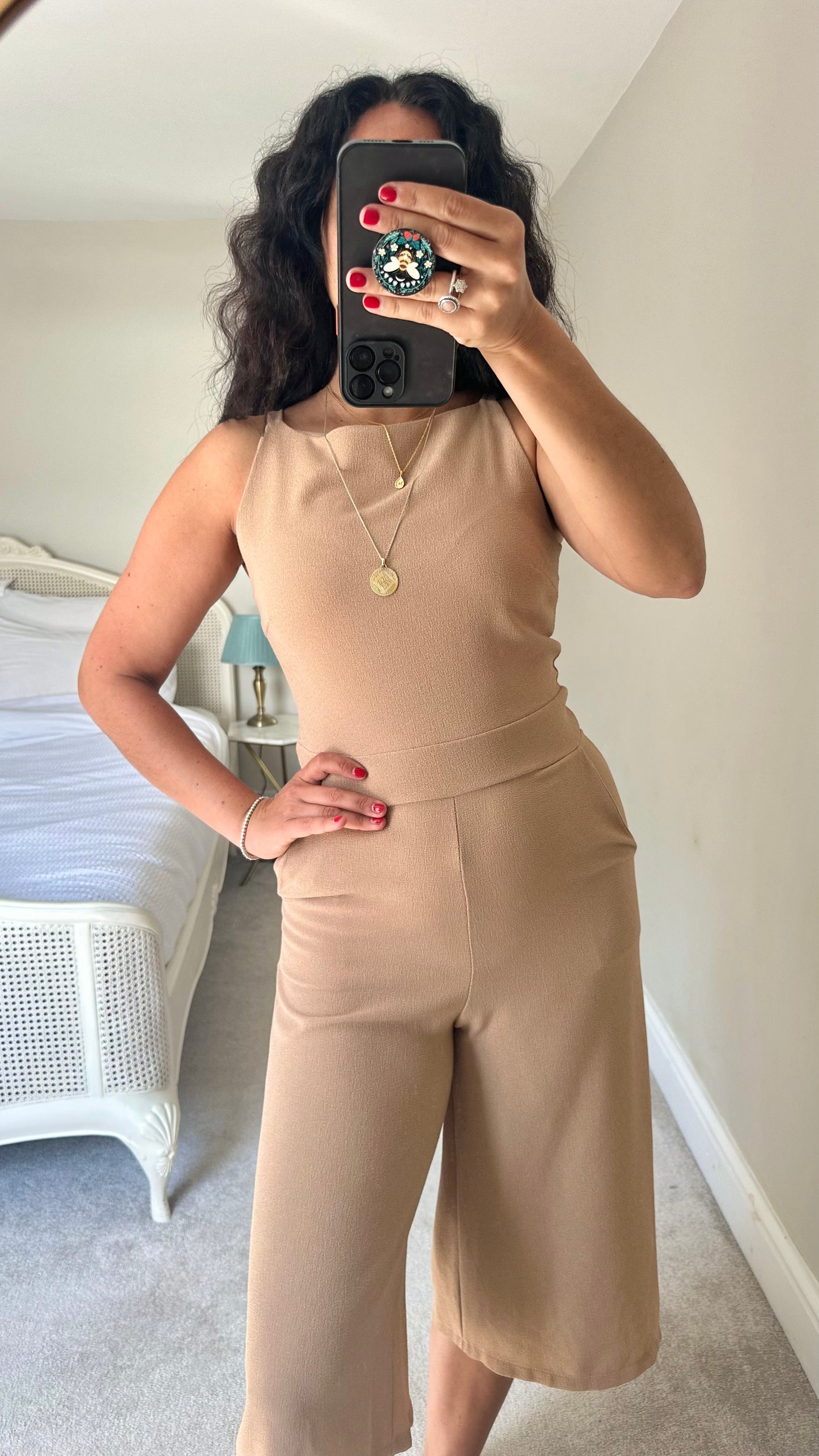 Never fully dressed sample beige stretch jumpsuit small medium UK 8-10 new bnwt