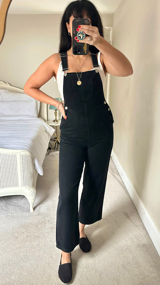 Whistles black jumpsuit Playsuit dungarees jeans UK 8 new