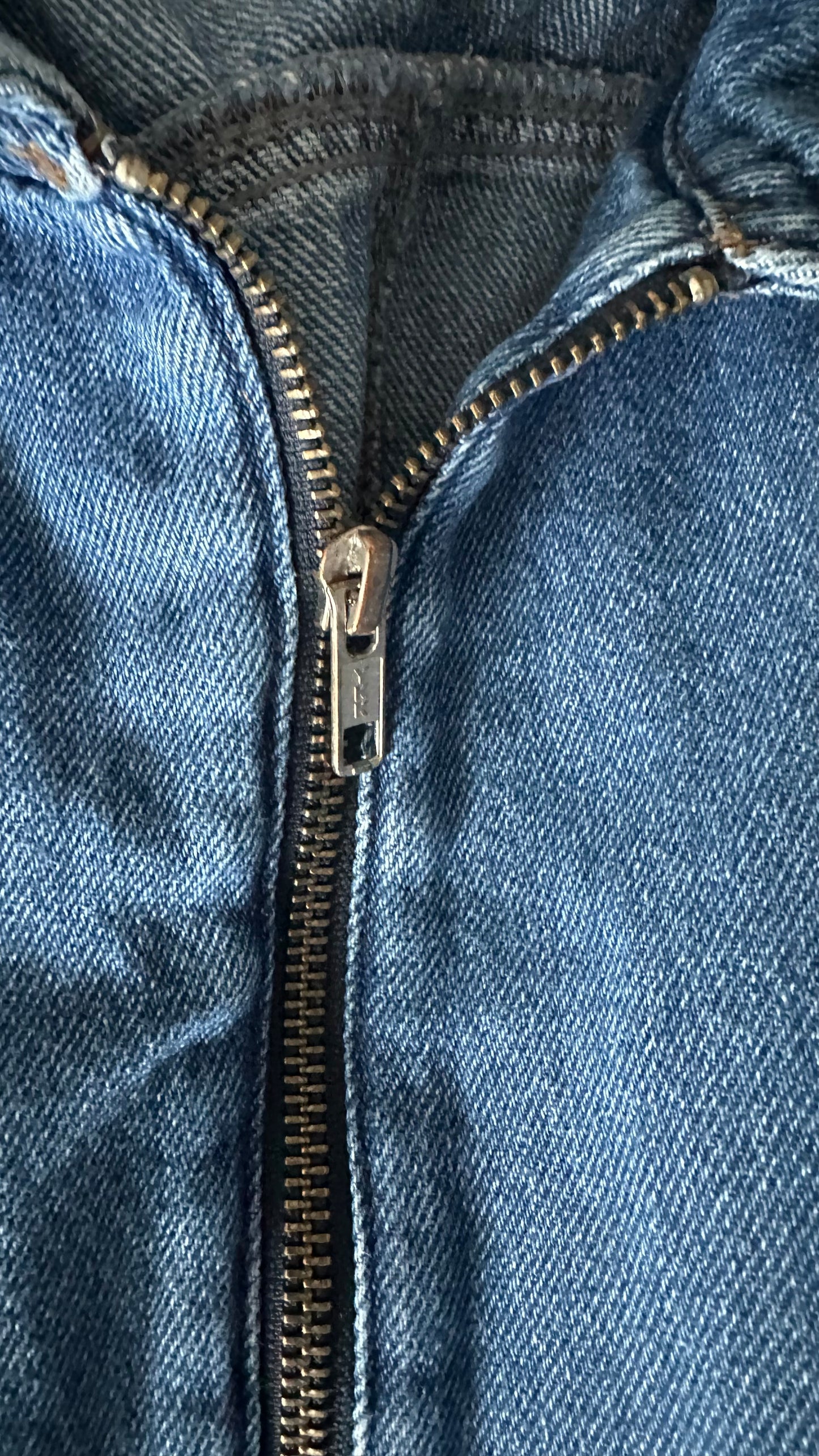 Gestuze navy blue denim jeans zip up mini dress medium UK 14 vgc