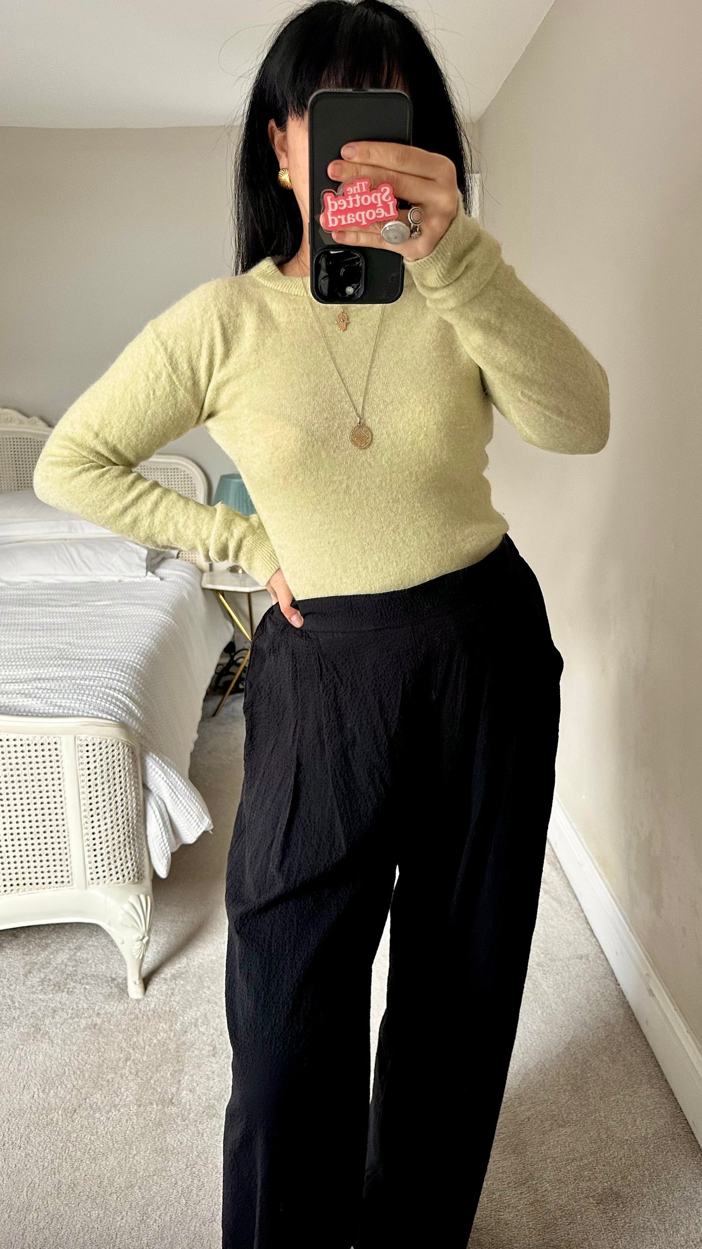 & other stories light green lime knitted jumper alpaca wool blend small UK 8 vgc