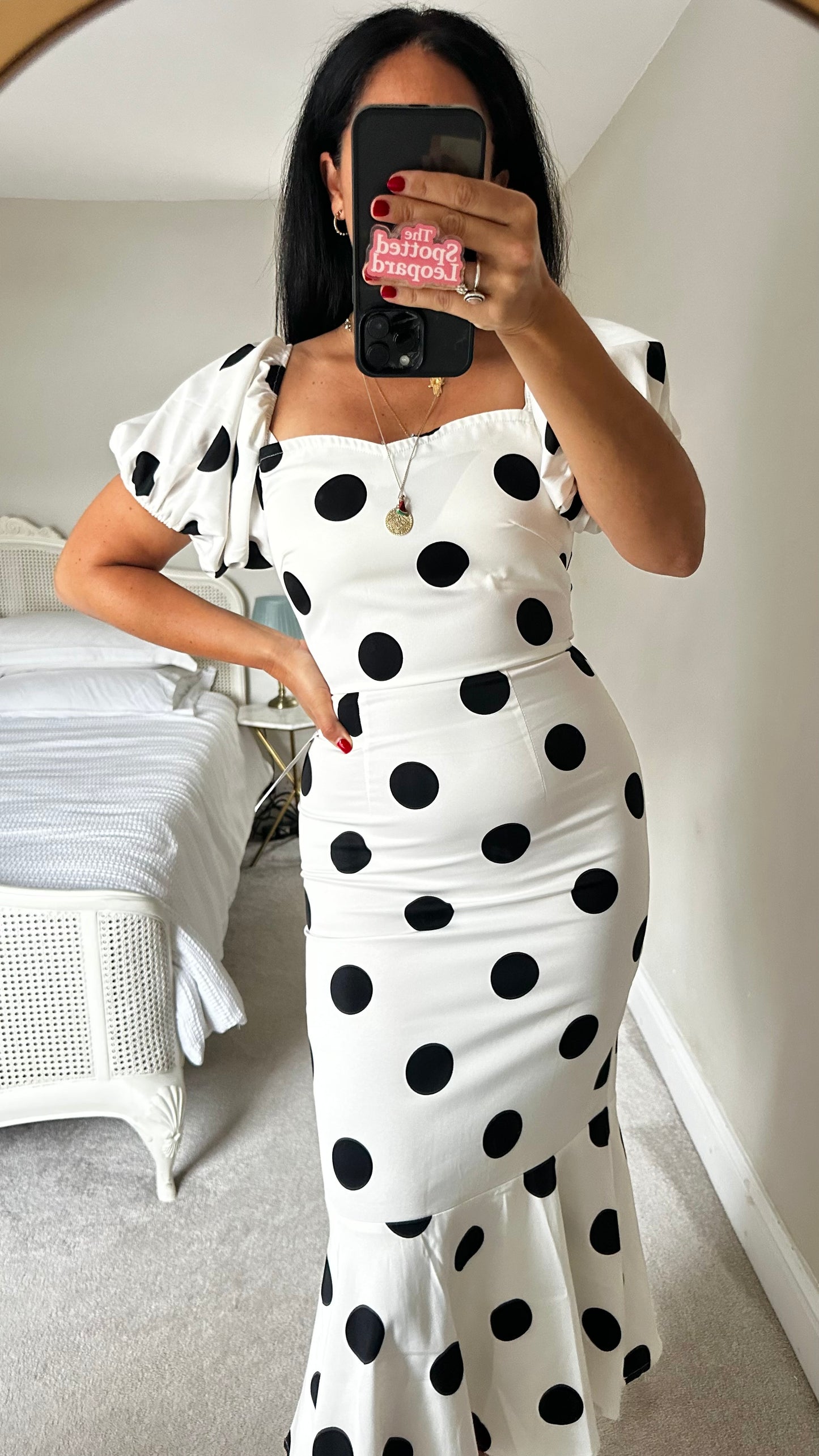 Never Fully Dressed quite black polka dot midi long event dress small UK 8 new bnwt