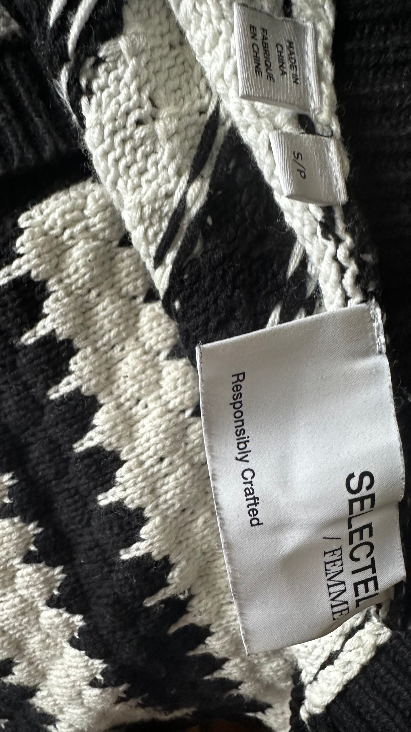 Selected Femme @ Anthropologie black white crinkle knitted jumper cardigan medium UK 12 vgc