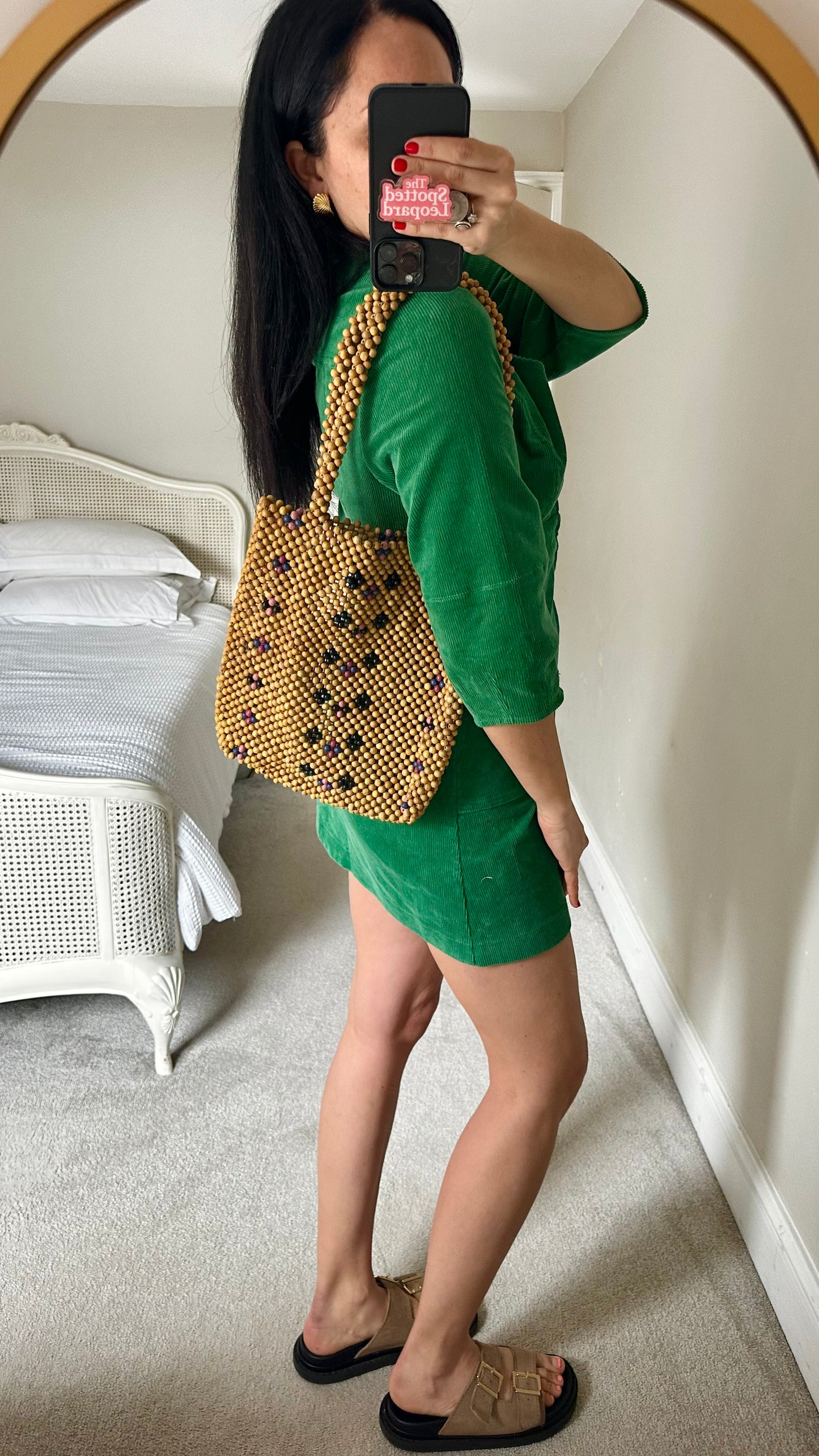 & other stories wooden beaded handbag bag holiday vgc