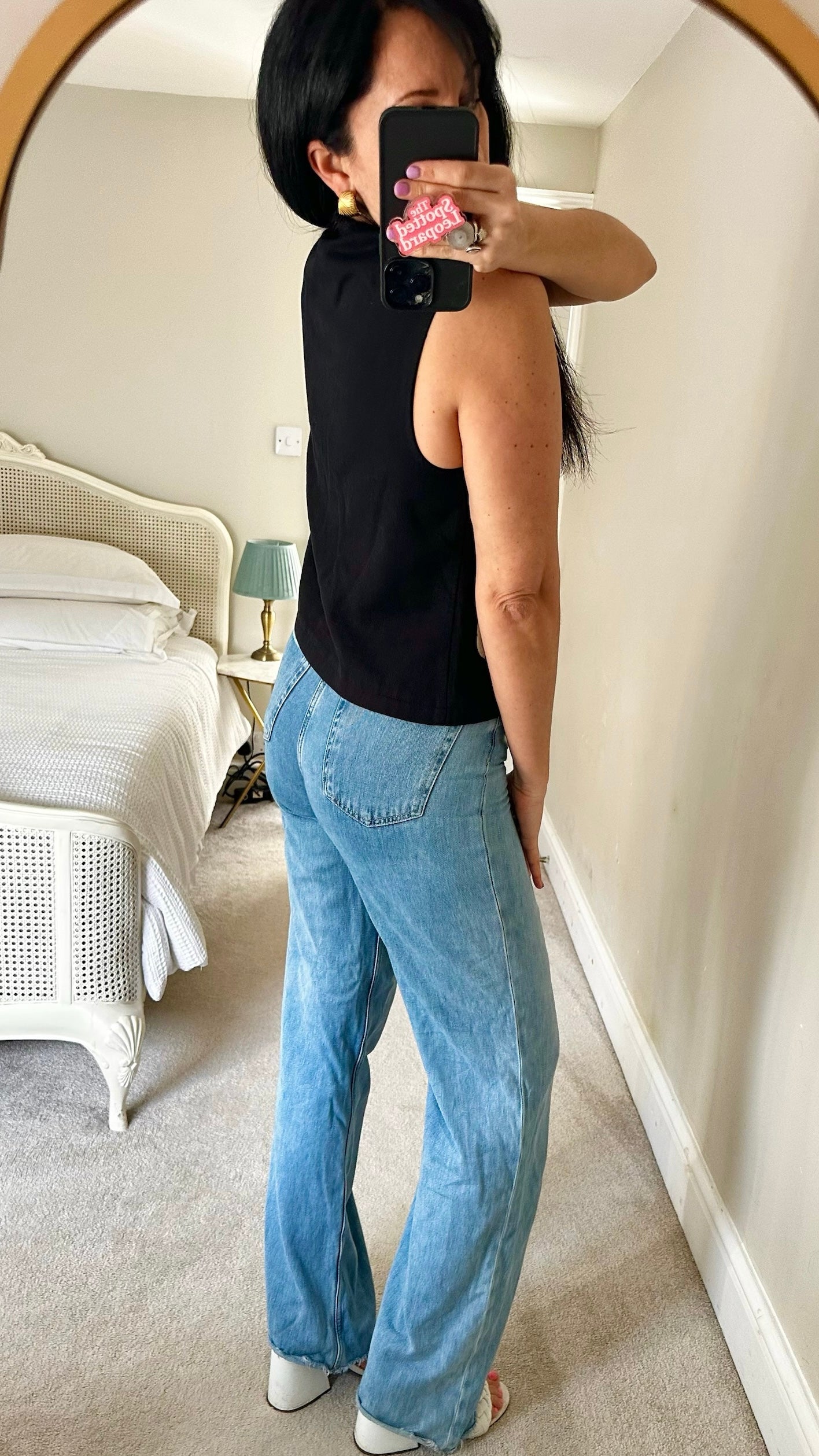 Nobodys child black cotton embroidered waistcoat top small UK 10 vgc