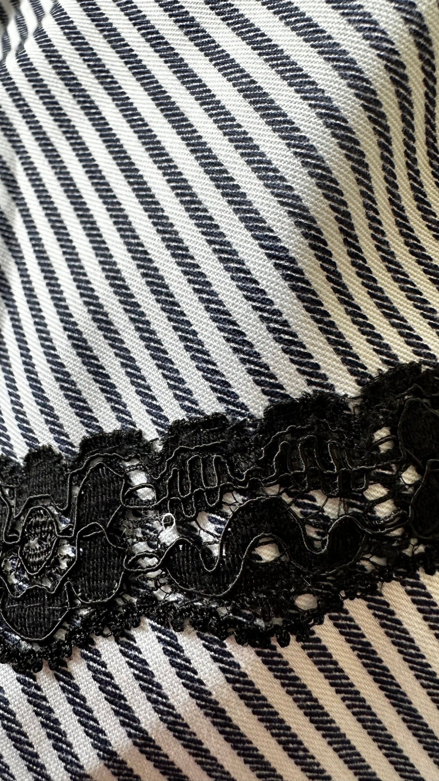 Handmade white navy black stripe maxi long skirt medium UK 12 vgc