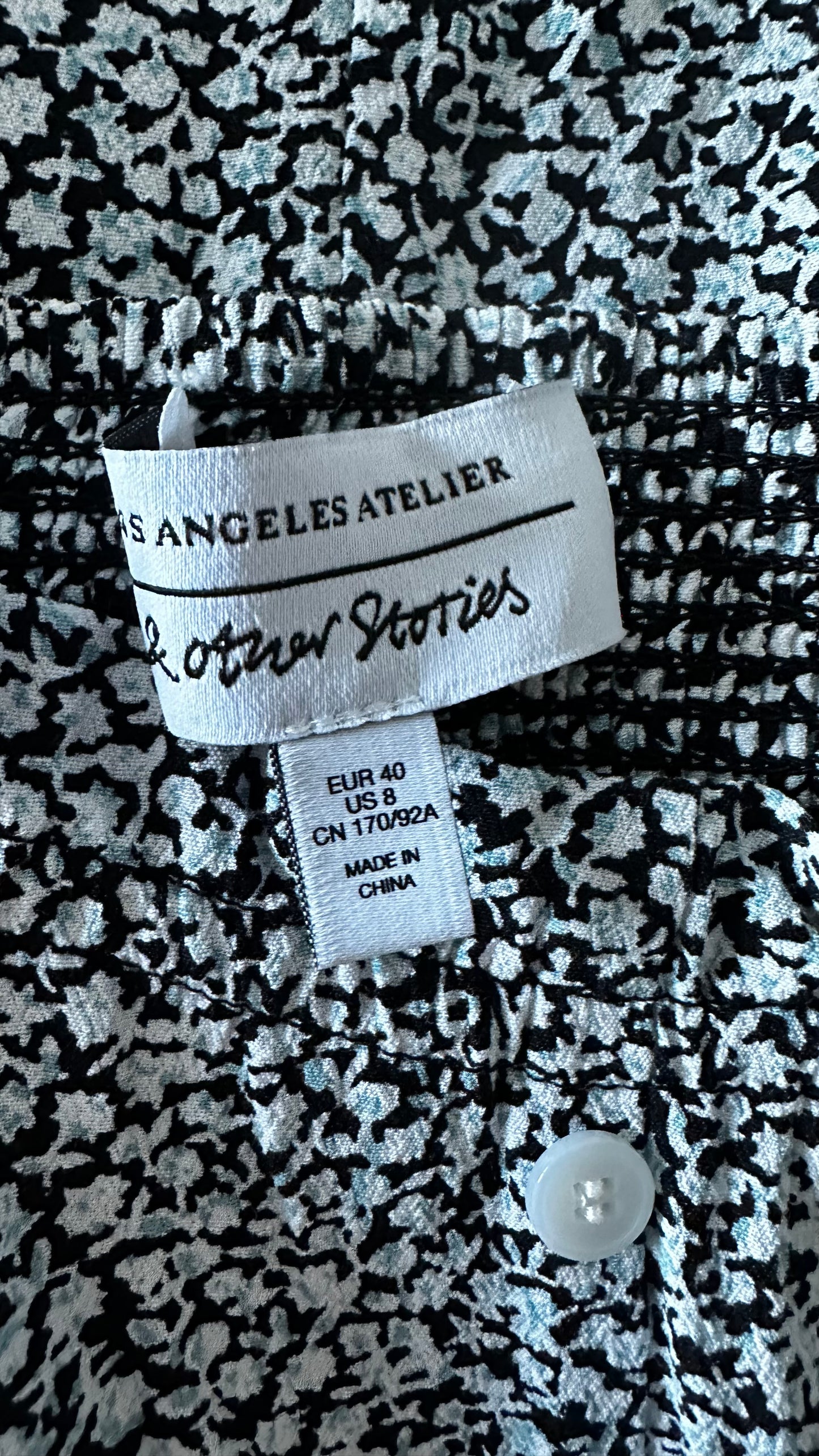 & other stories black blue floral midi long dress small medium UK 8 10 12 vgc