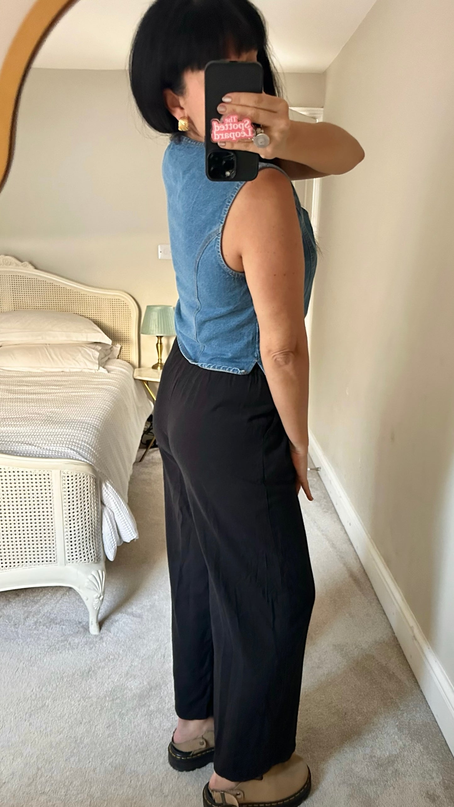 Nobodys child black linen blend wide leg slouchy casual trousers UK 8 vgc