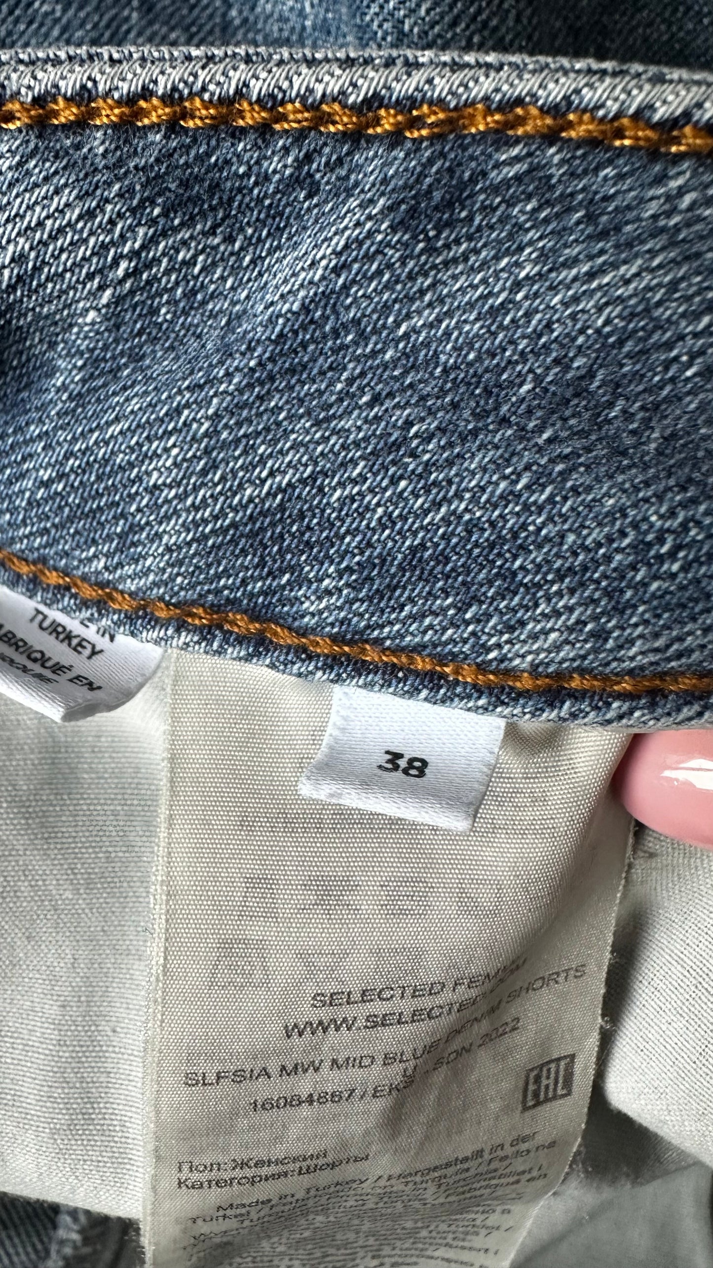 Selected Femme light mid blue denim jeans shorts small UK 10 vgc