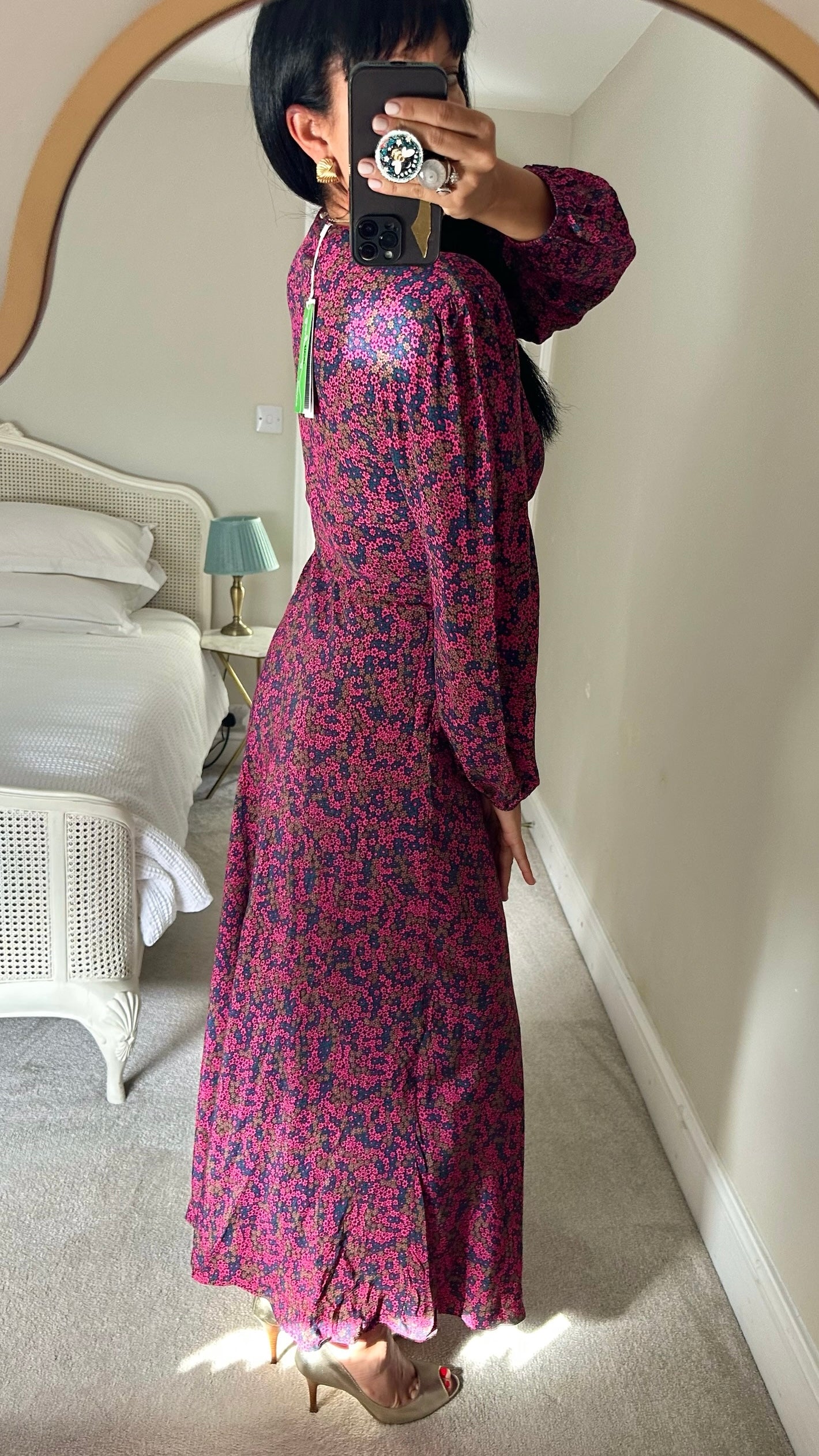 Samsoe Samsoe purple navy blue floral maxi dress winter wedding small medium SM UK 8-10 as new condition