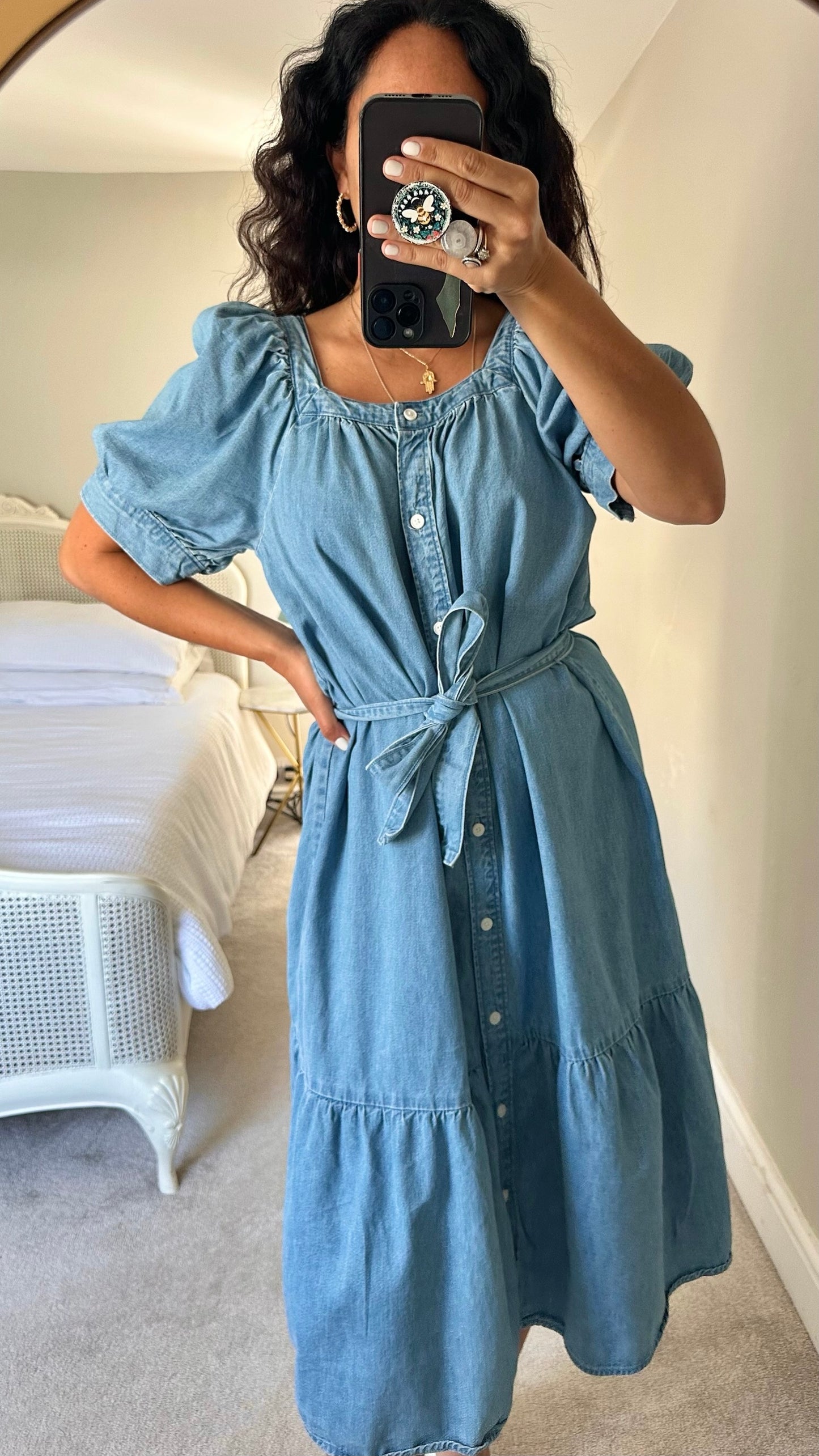Levi's button up denim midi dress large UK 10-12 vgc