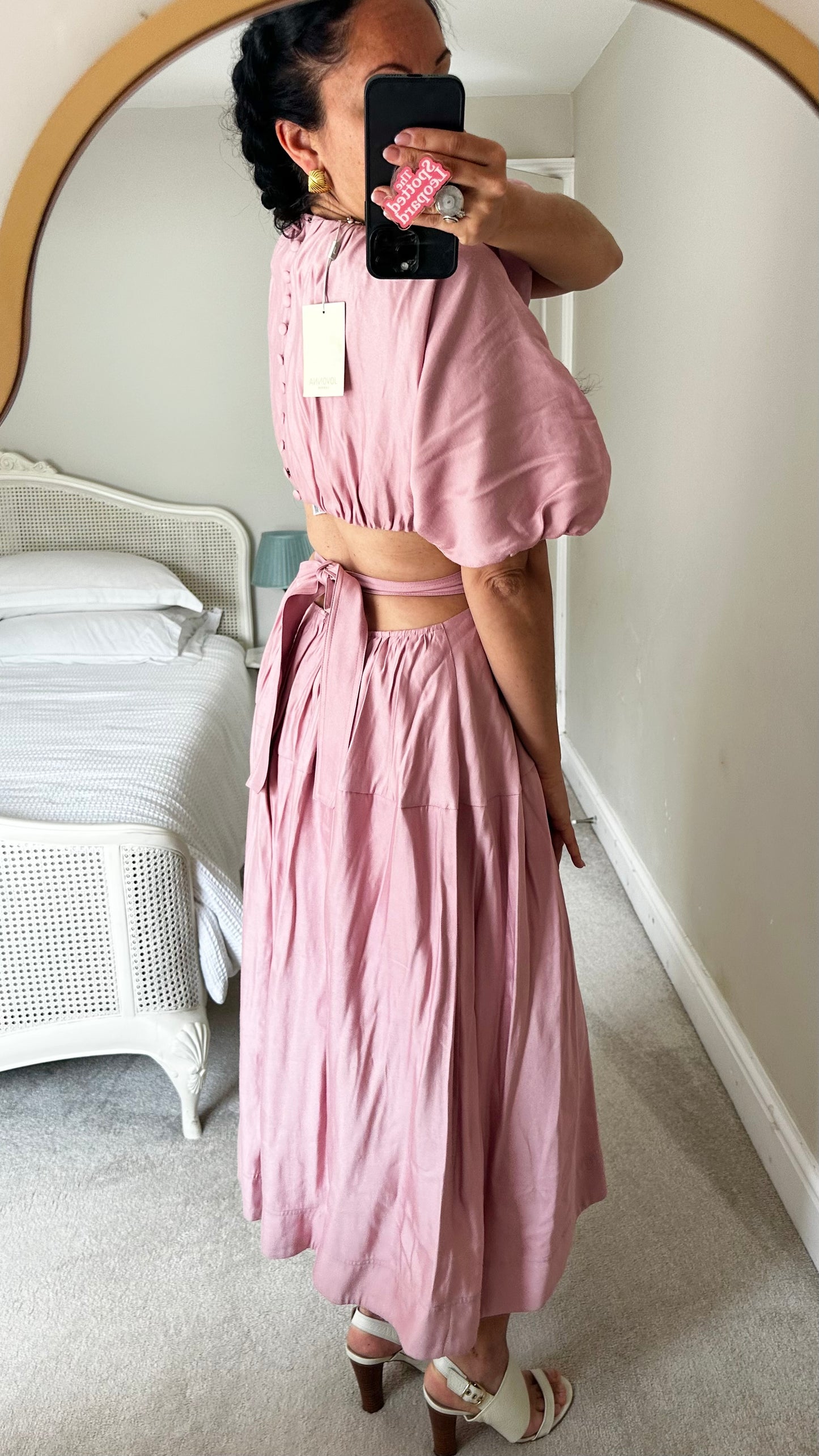 Jovonna rose pink long midi wedding guest dress large UK 12-14 new bnwt