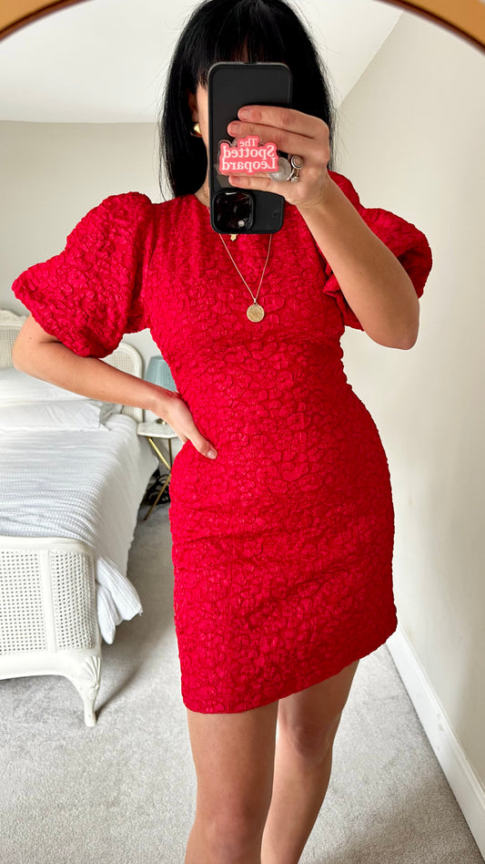 Suncoo pink red event party mini dress small medium UK 10 12 new bnwt