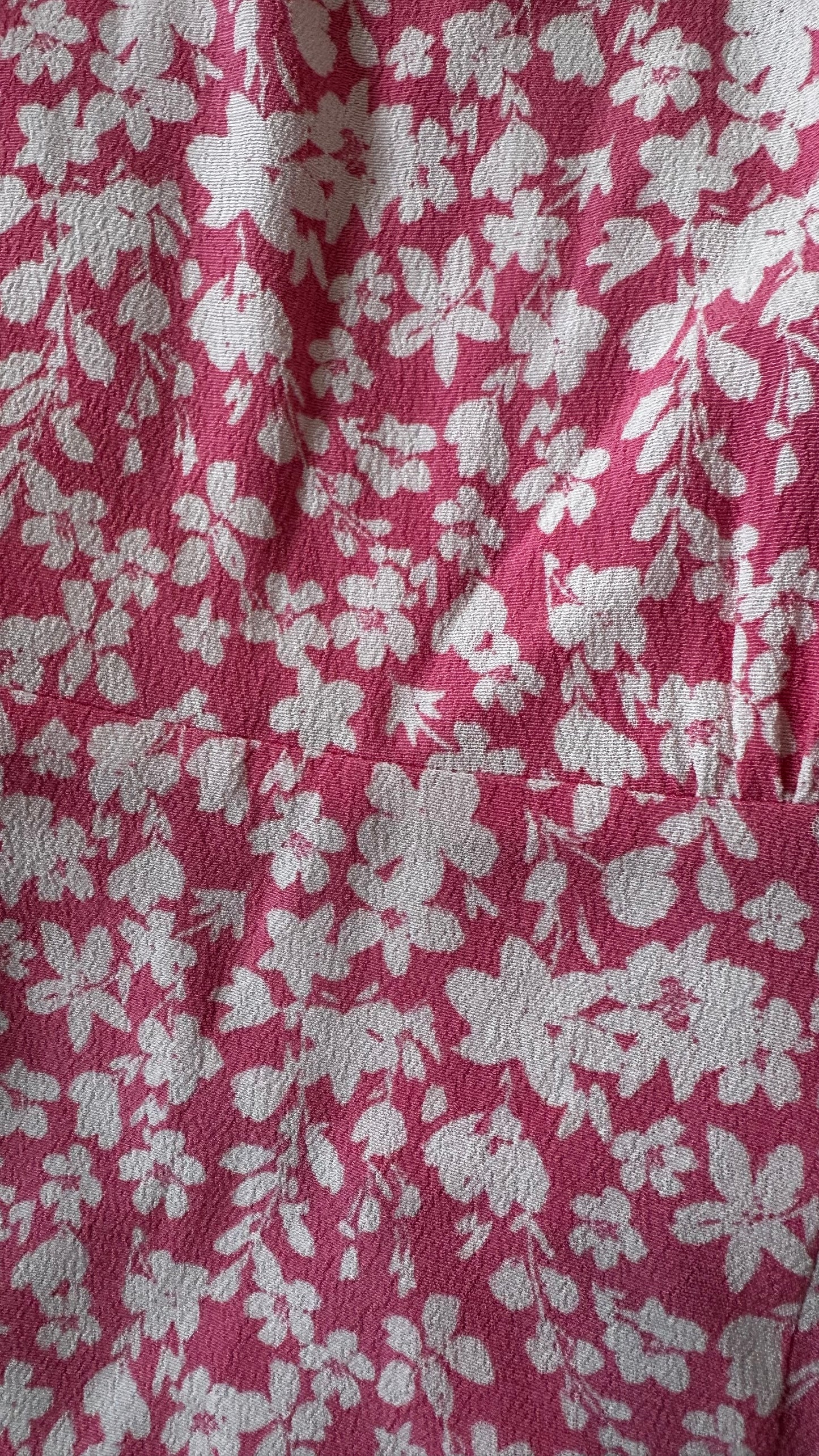 Oliver Bonas rose pink white floral side split midi petite dress small UK 10 vgc
