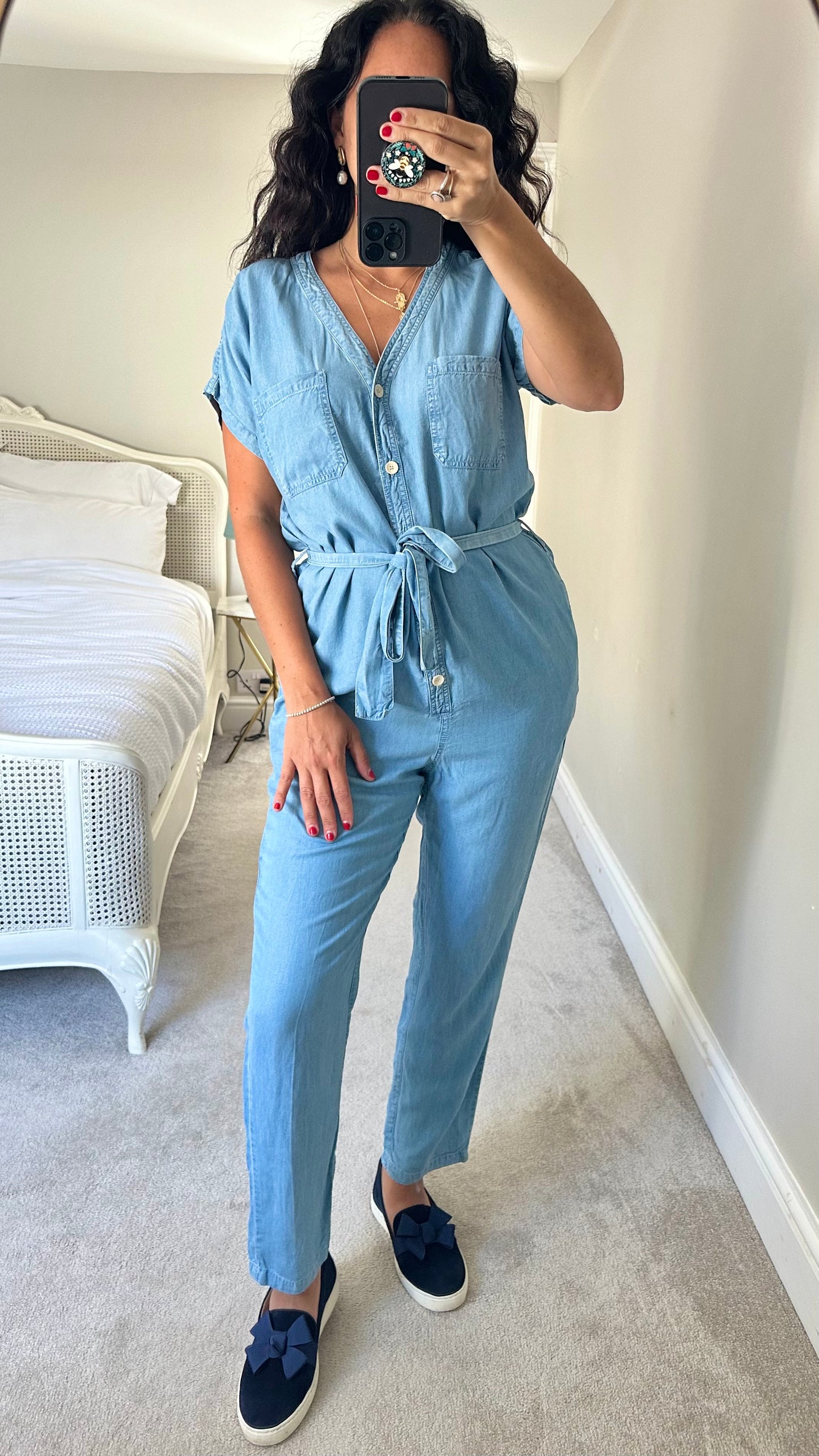 Mango denim look jumpsuit Playsuit trousersuit boiler suit medium UK 10 vgc