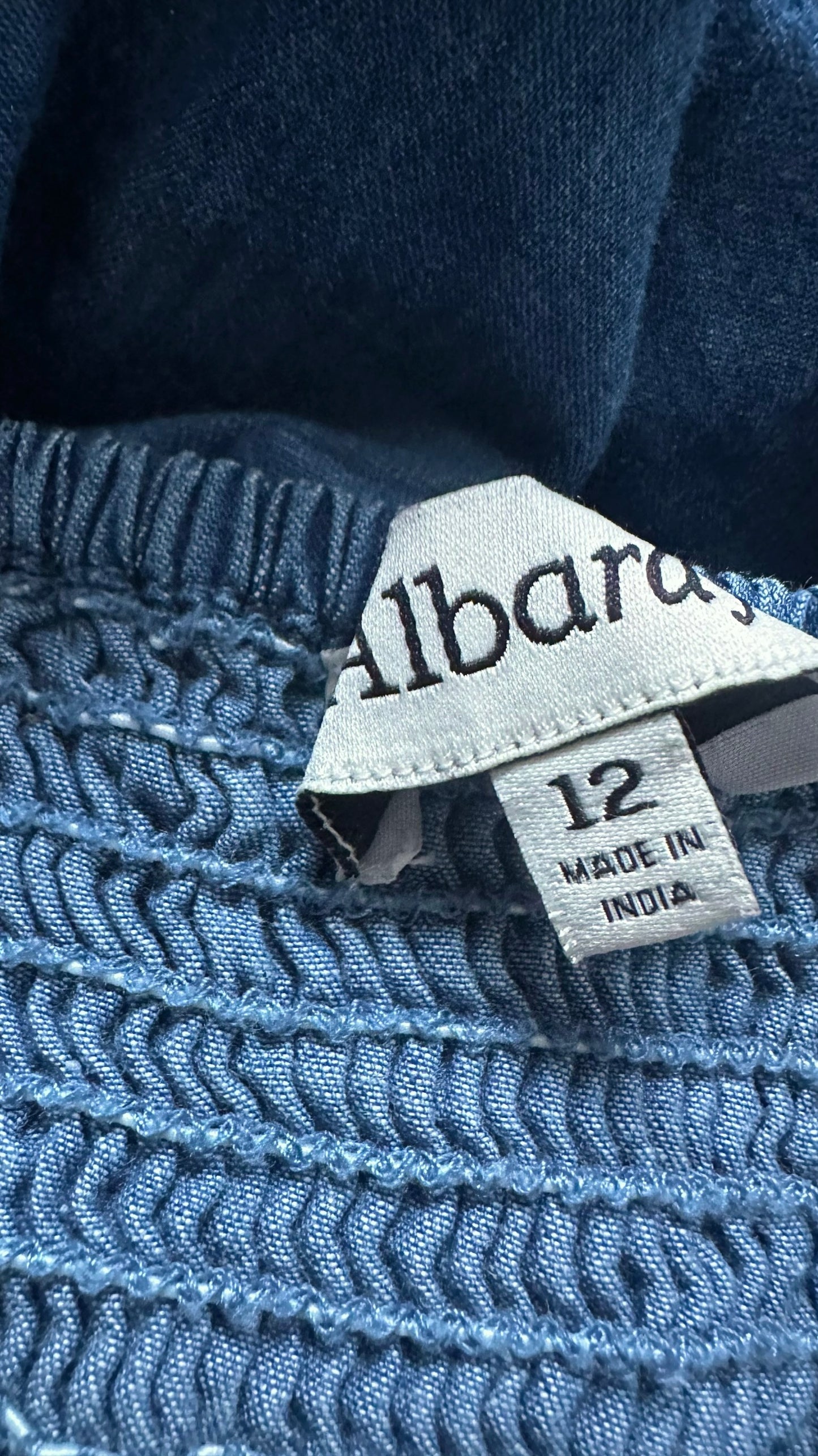Albaray blue denim midi/maxi smock dress large L UK 12 vgc