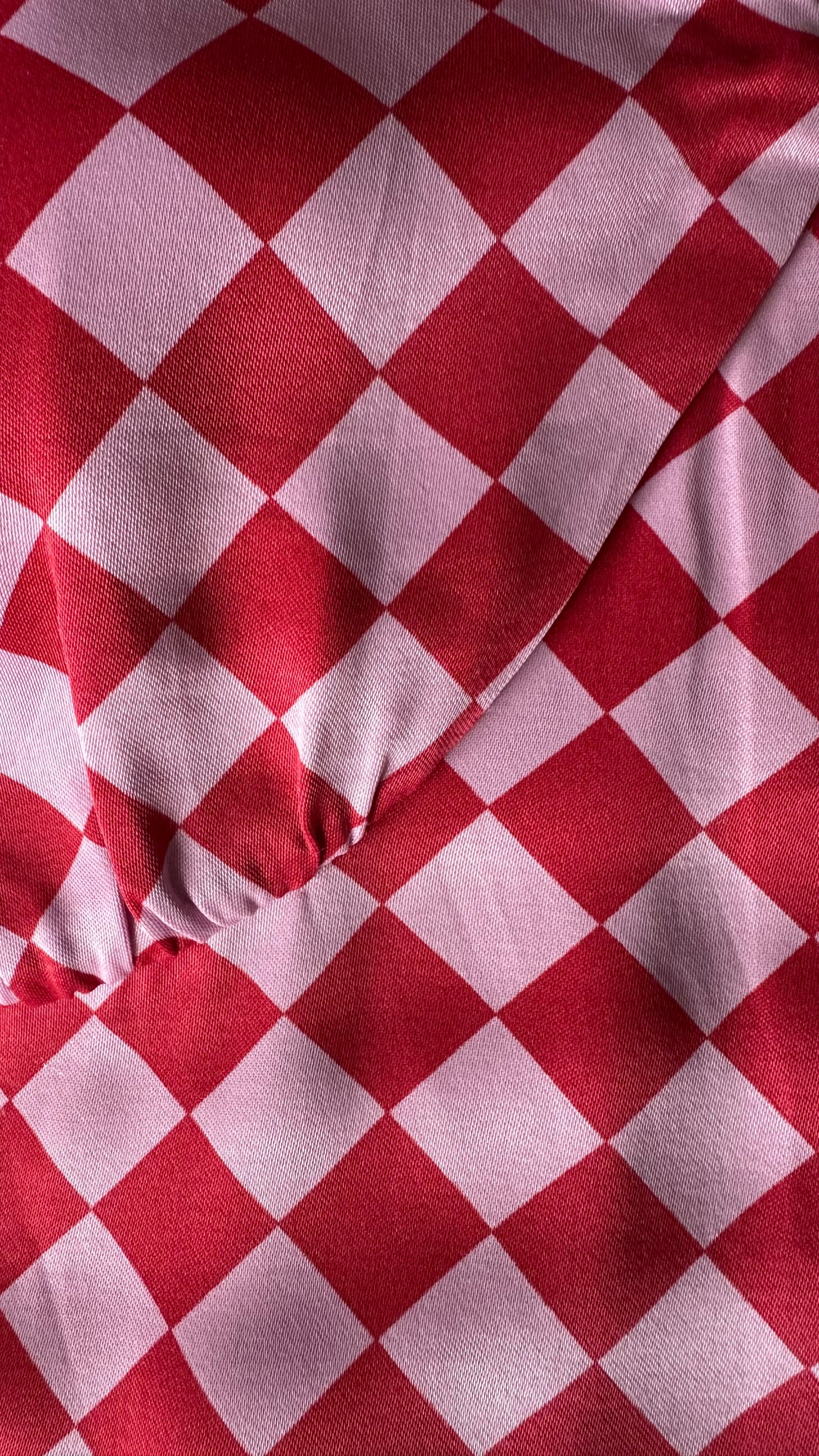 YAS pink rose fuchsia checkered midi long dress medium UK 10-12 event vgc