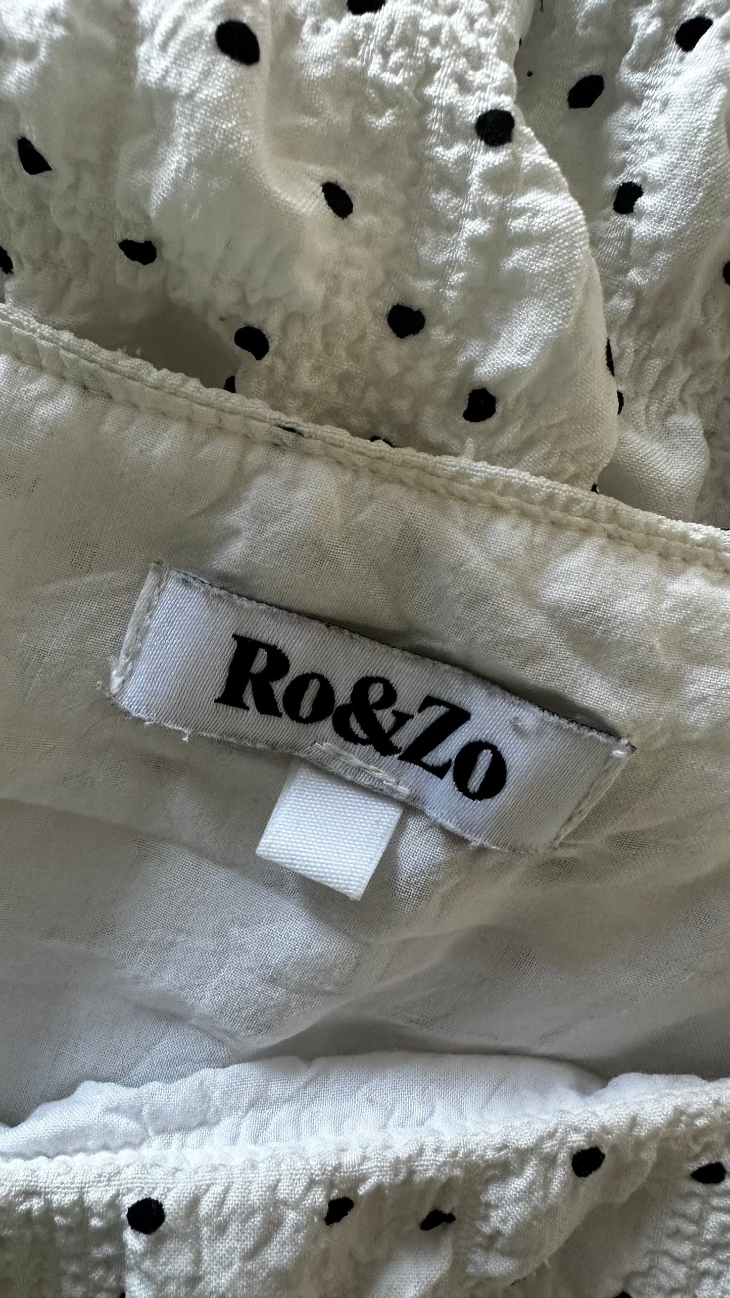 Ro & Zo white black seersucker midi long holiday dress small UK 10 vgc