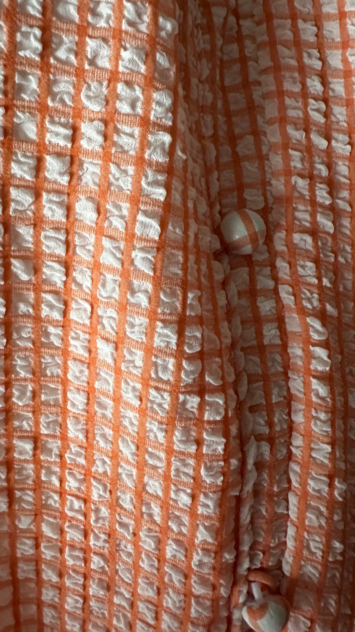 Warehouse coral Orange check gingham midi long dress medium UK 12-14 vgc