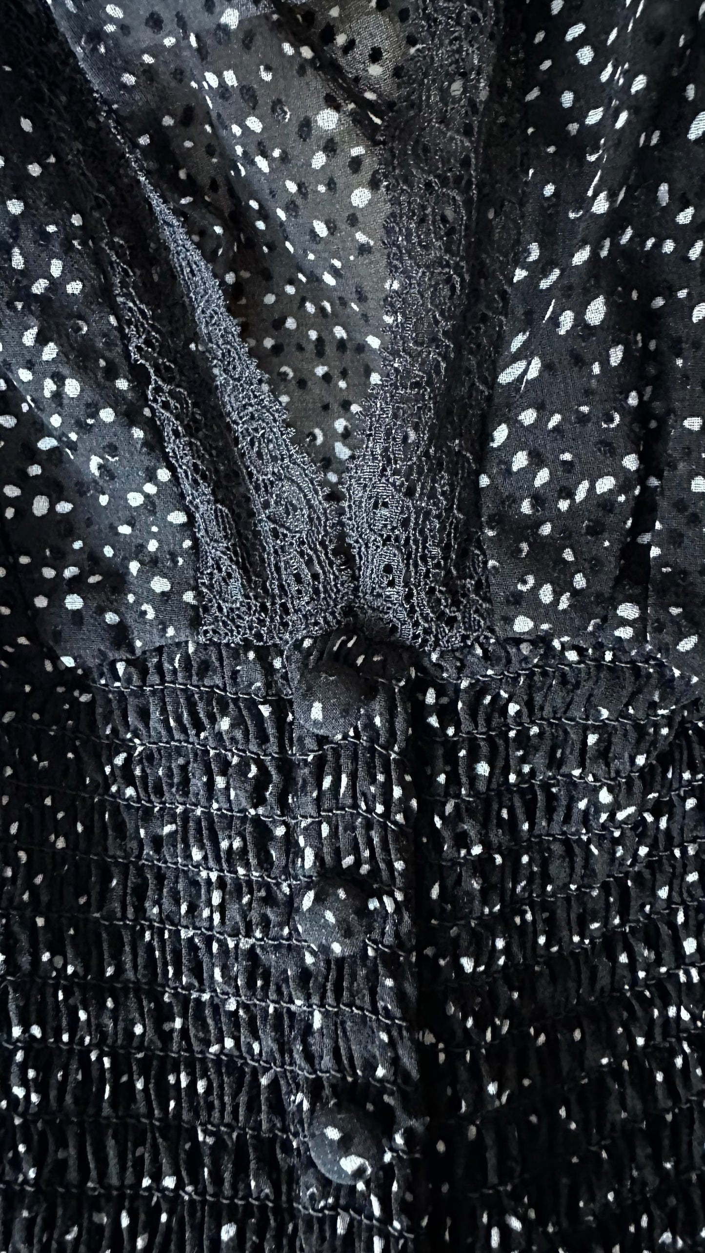 Maje black white polka dot shirt bust maxi event evening dress small UK 10 vgc