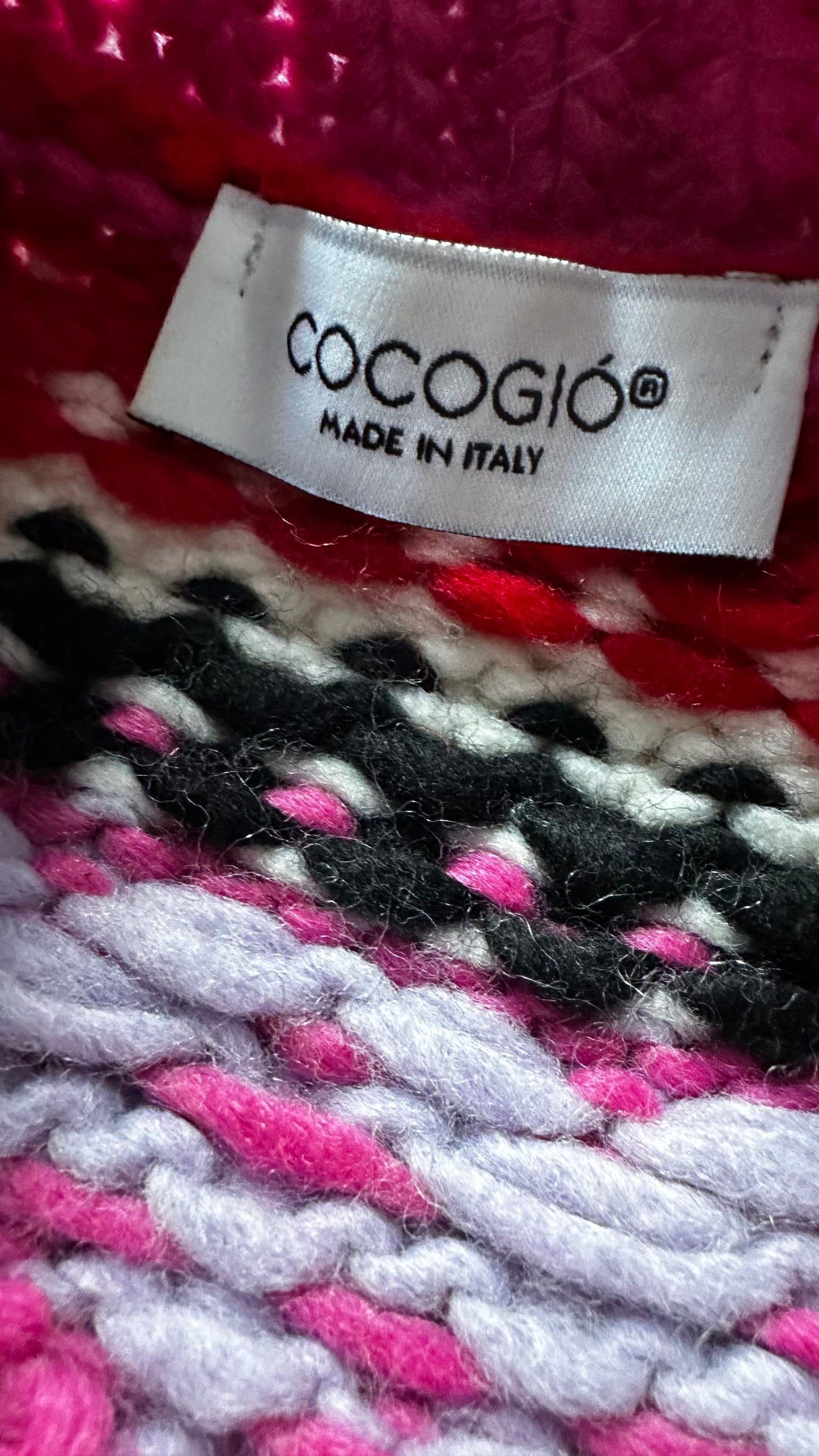 CocoGio pink black wool blend chunky knitted jumper small medium UK 8-10 vgc