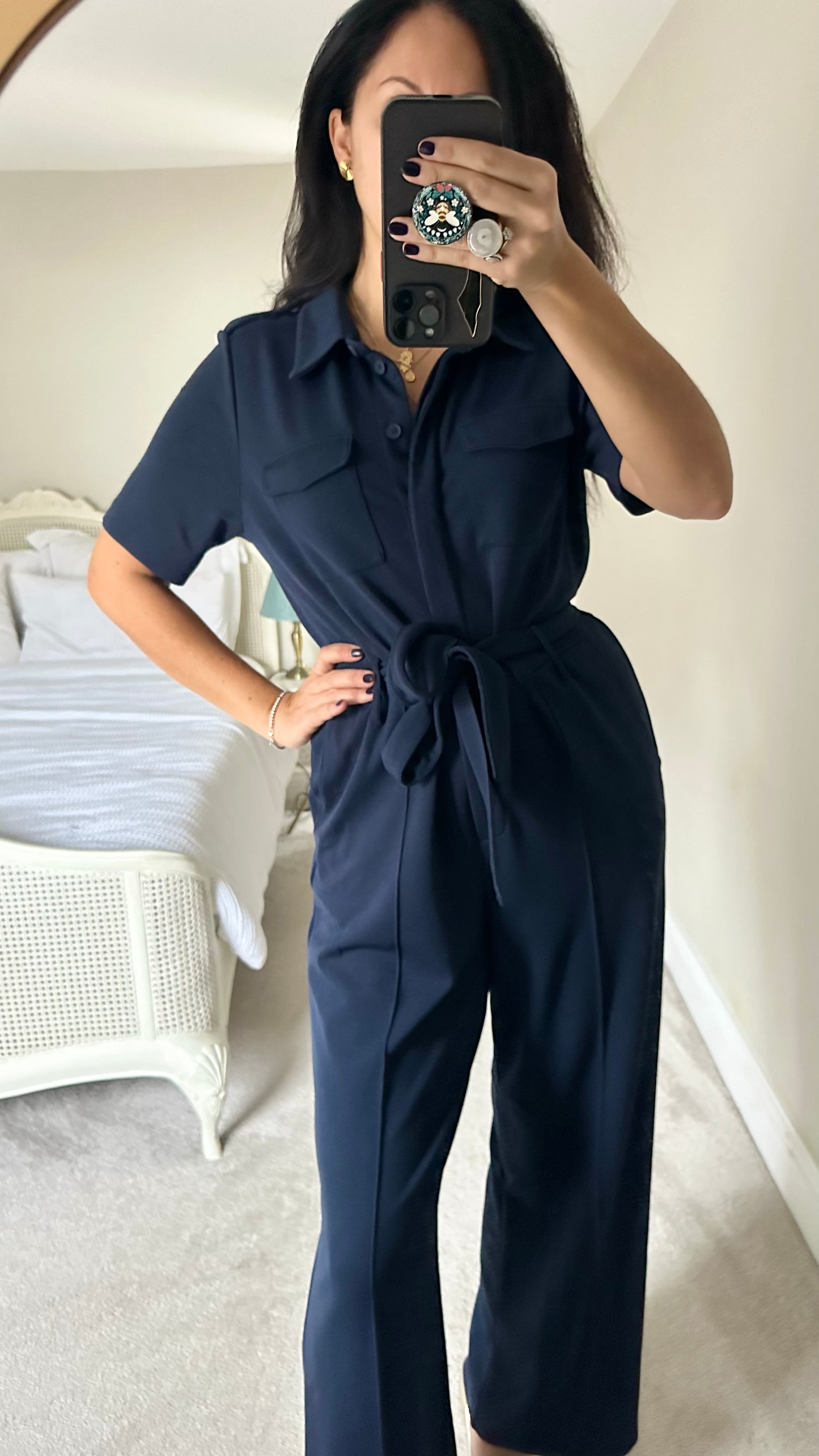 & other stories navy blue jumpsuit Playsuit medium UK 10 12 vgc