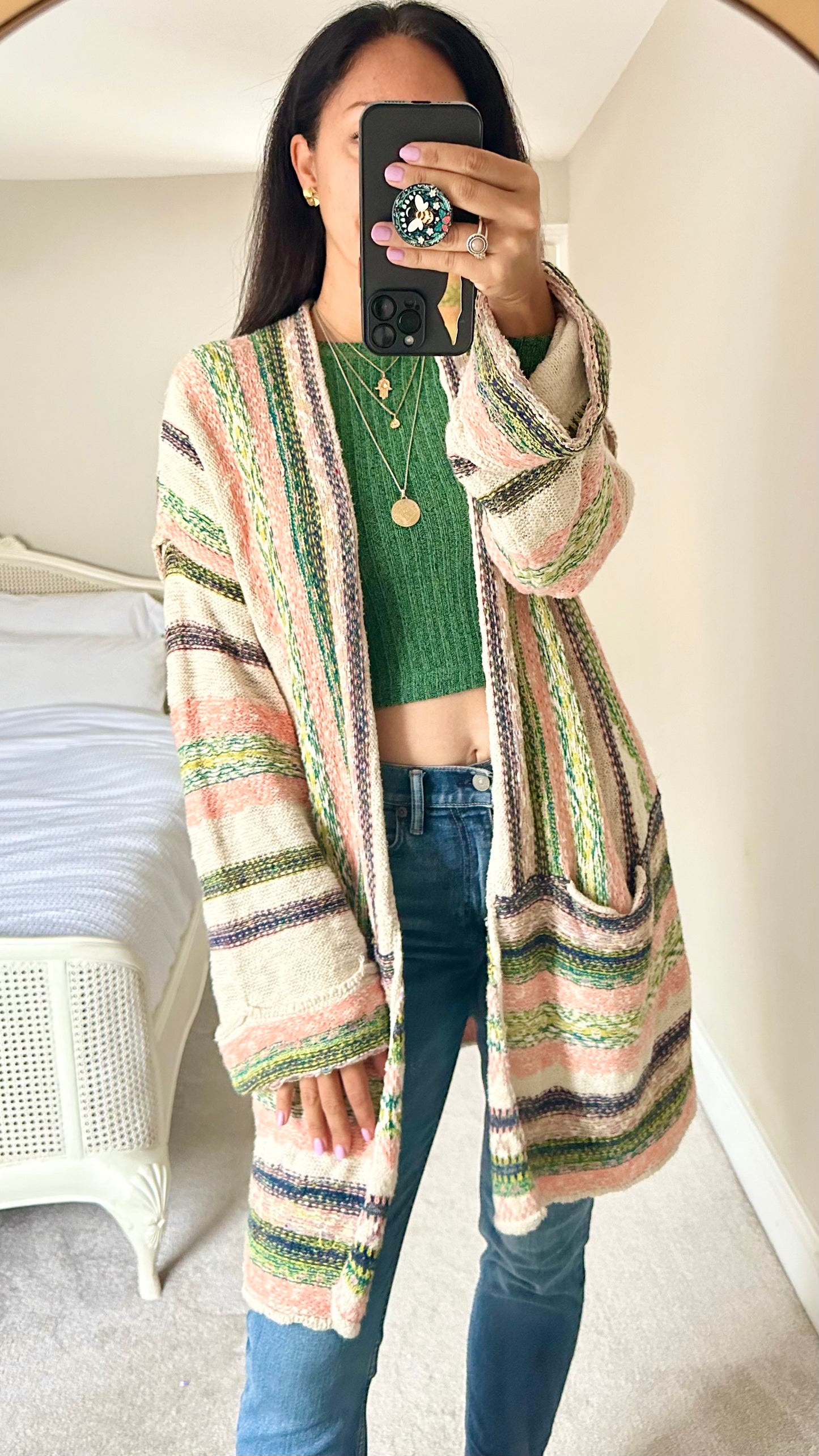 Pilcro @ Anthropologie cotton blend oversized boho long line cardigan medium / large UK 12-14 vgc