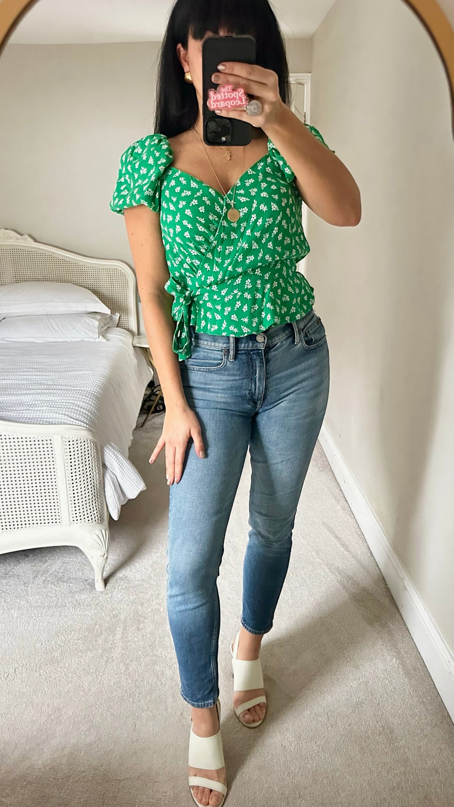 & Other stories bright green floral wrap top medium M UK 10-12 excellent condition