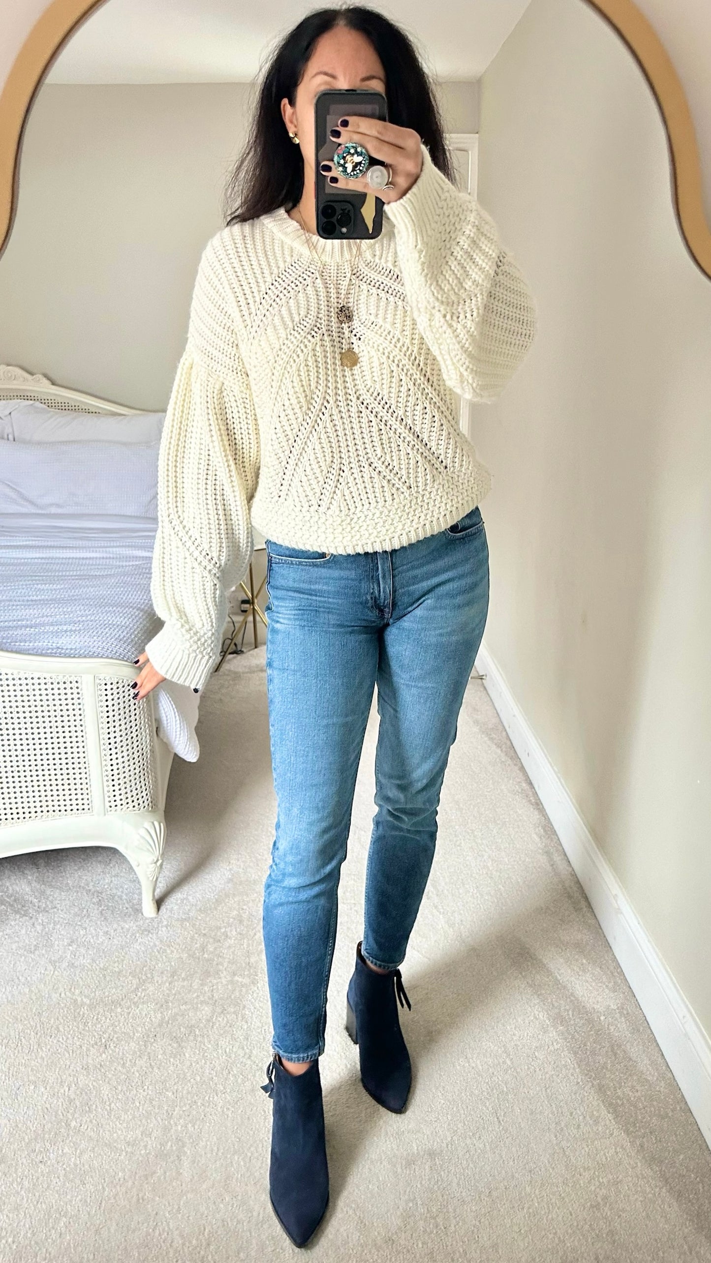 Topshop white chunky knit jumper small medium UK 8 10 12 vgc