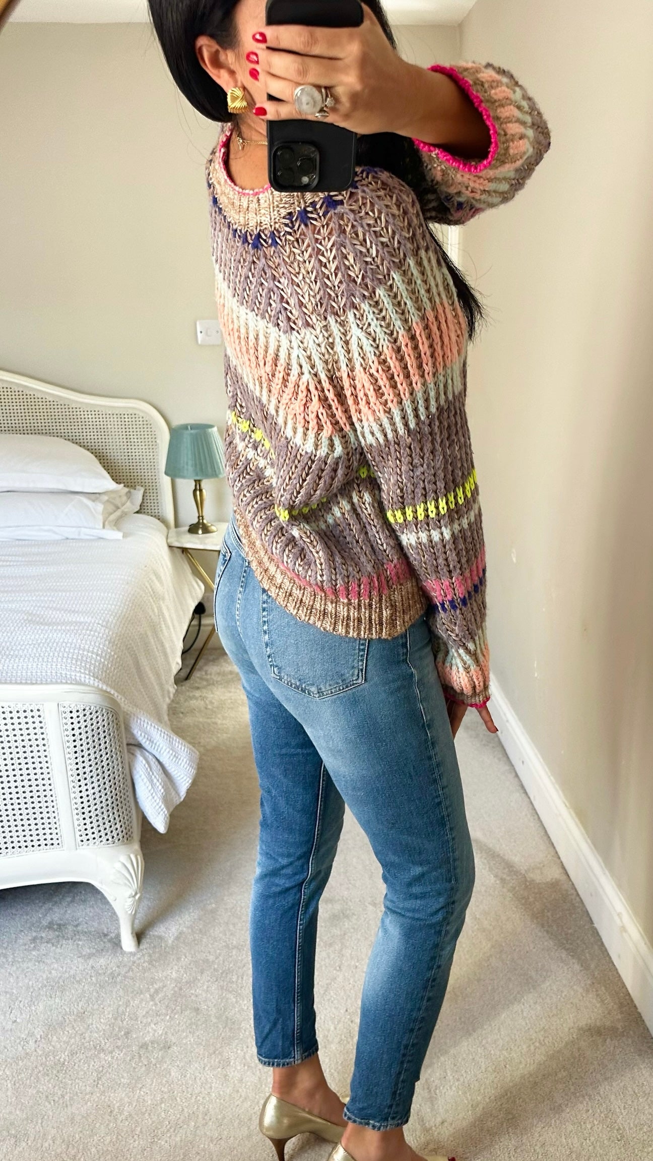 Anthropologie multi colour chunky knitted jumper small UK 8-10 vgc