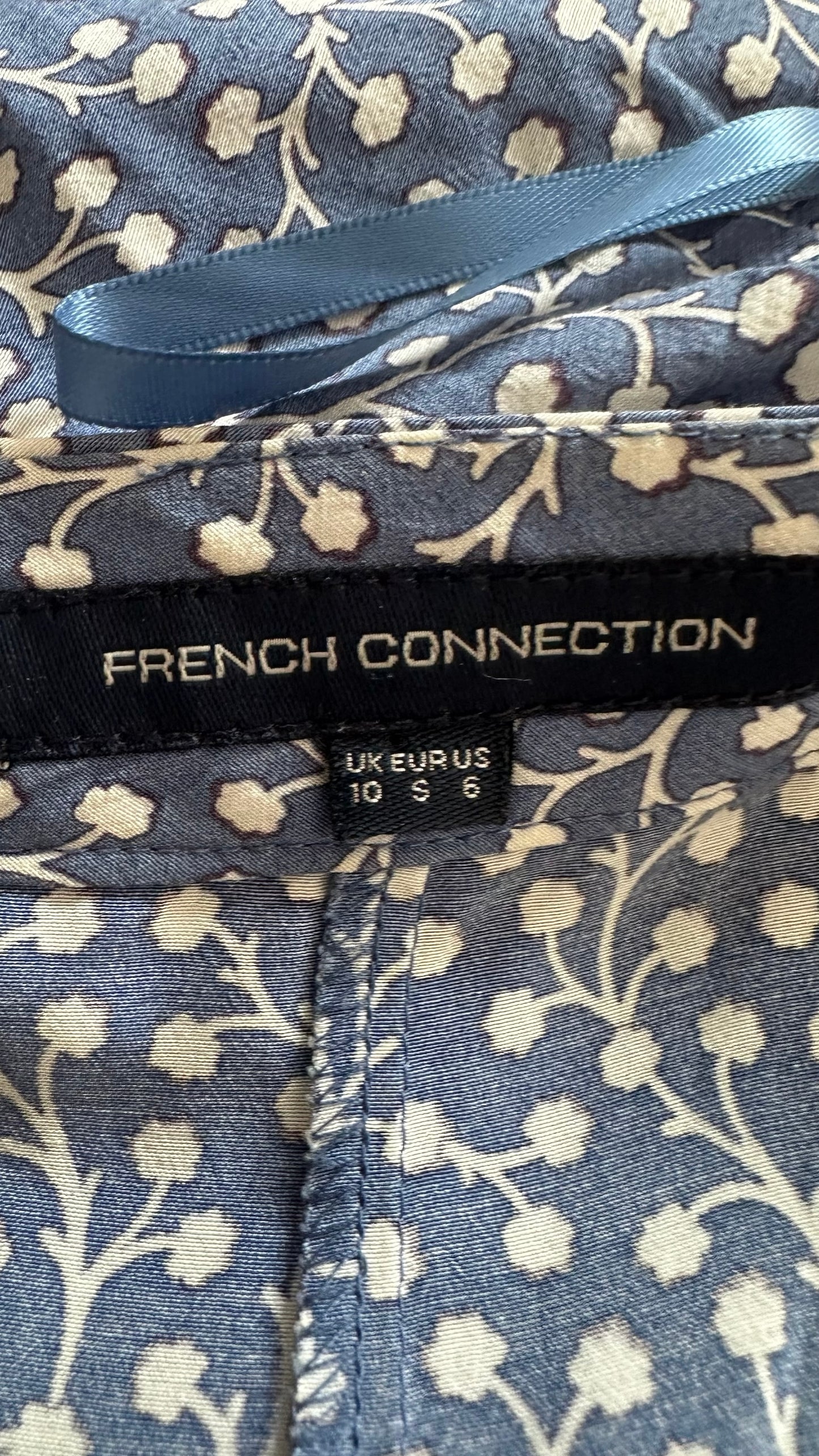 French connection blue white cornflower culotte flutter sleeve crop jumpsuit medium M UK 10