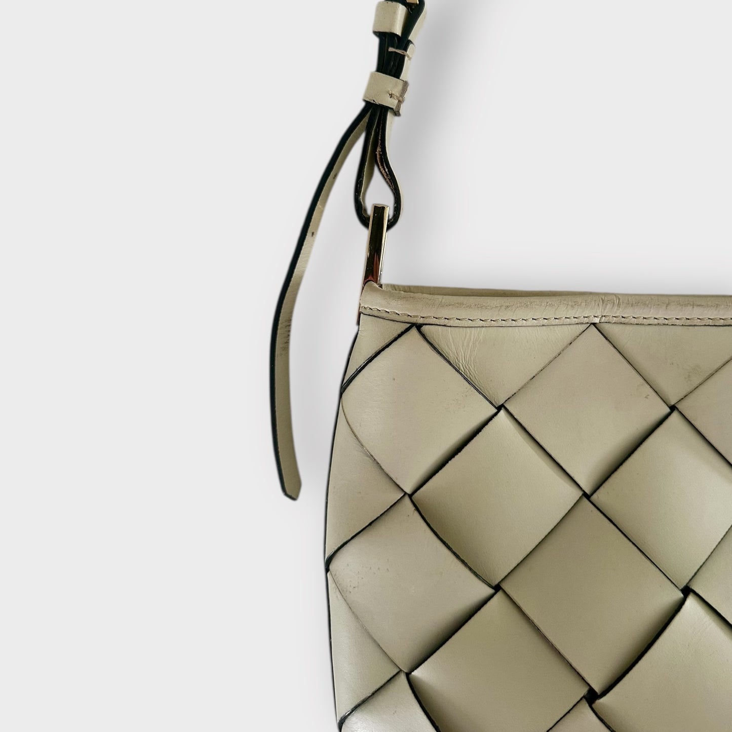 Zara cream buffalo leather woven handbag bag small vgc shoulder bag