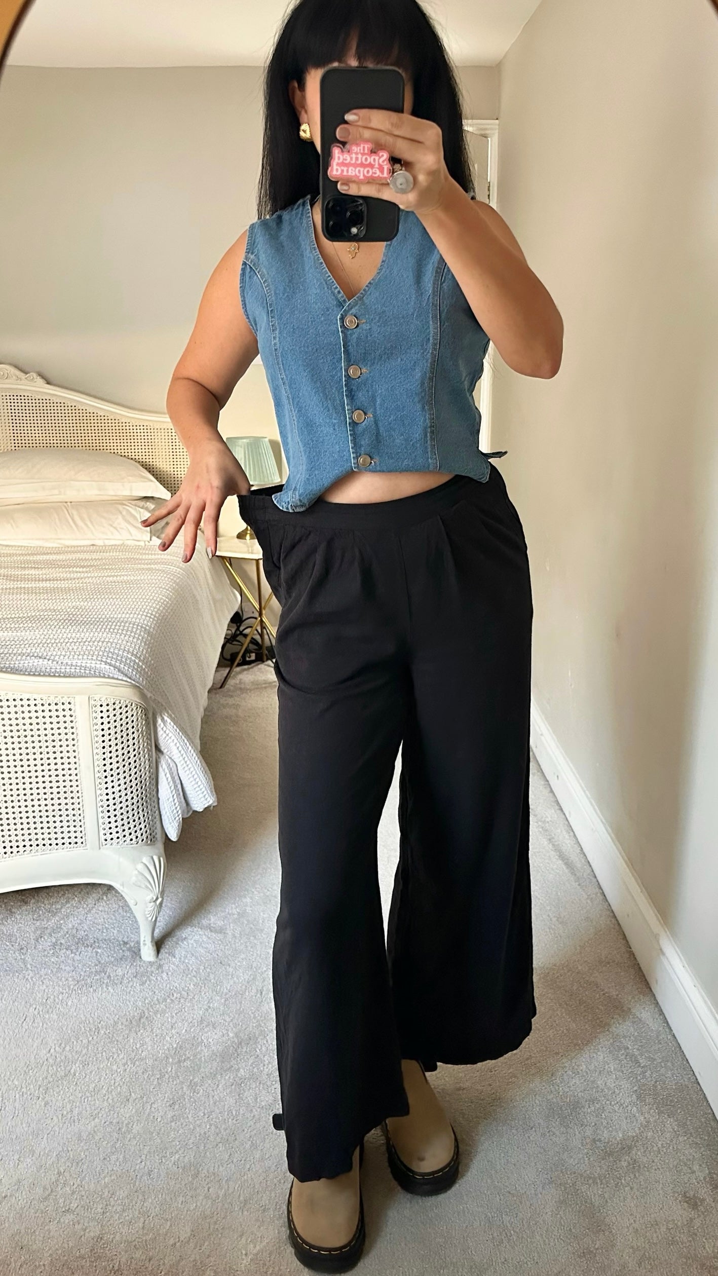 Nobodys child black linen blend wide leg slouchy casual trousers UK 8 vgc