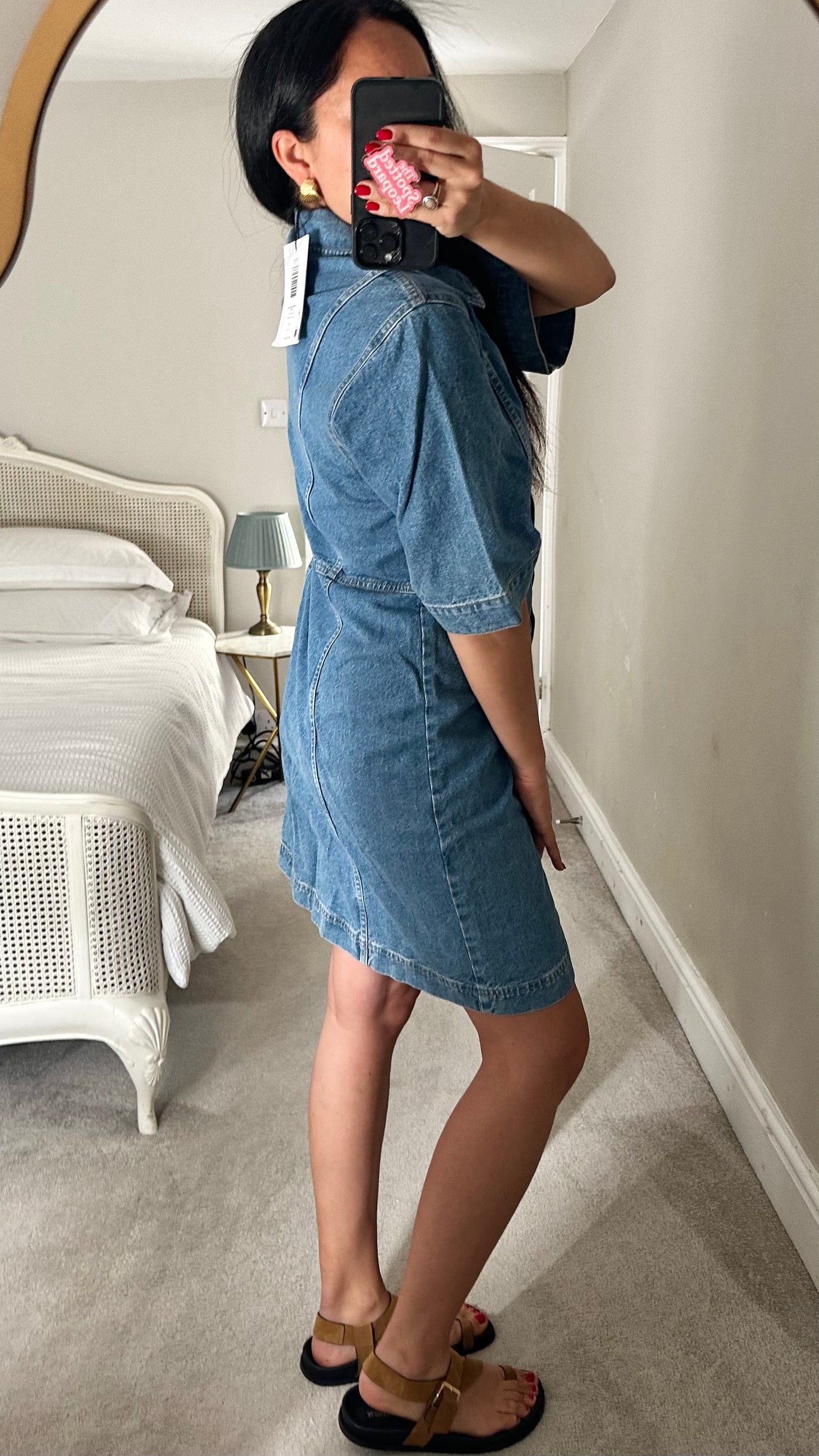 Selected Femme @ Anthropologie denim blue button up shirt mini dress medium UK 14 new bnwt