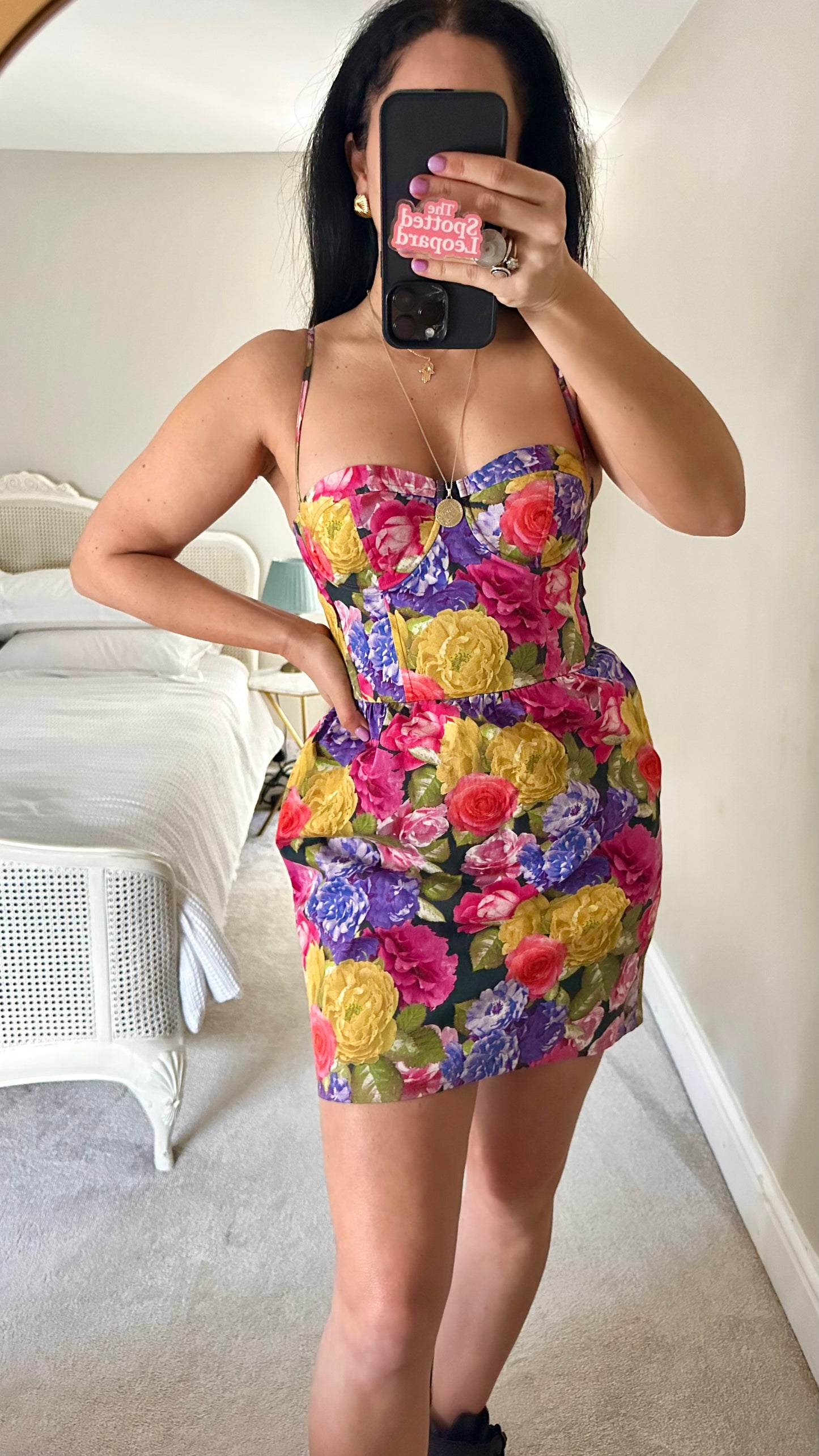 Topshop Vogue pink blue floral corset mini dress small UK 10 vgc event