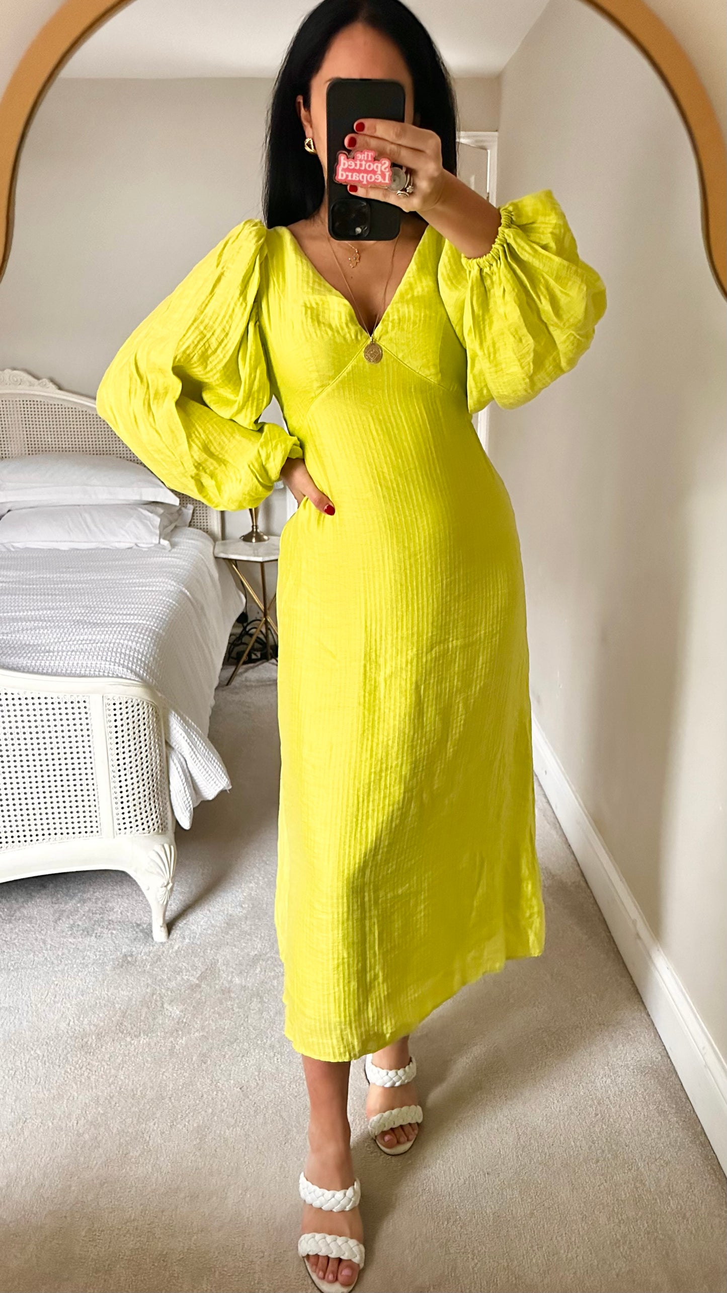 Nobody’s Child lime green acid tie back wedding guest event dress small UK 10 long vgc