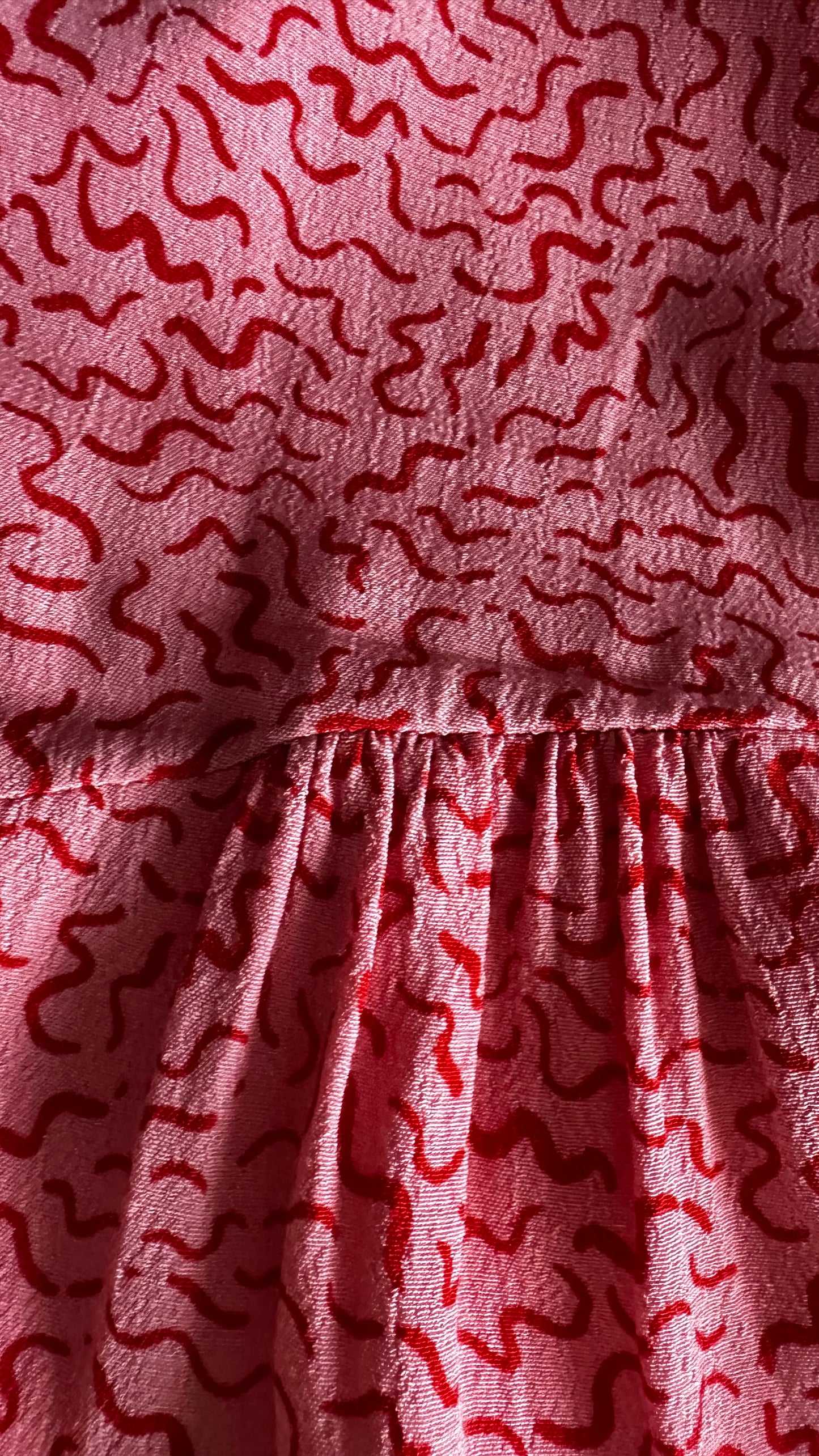 Nobody’s Child pink rose squiggle midis long dress small medium UK 10 12 vgc