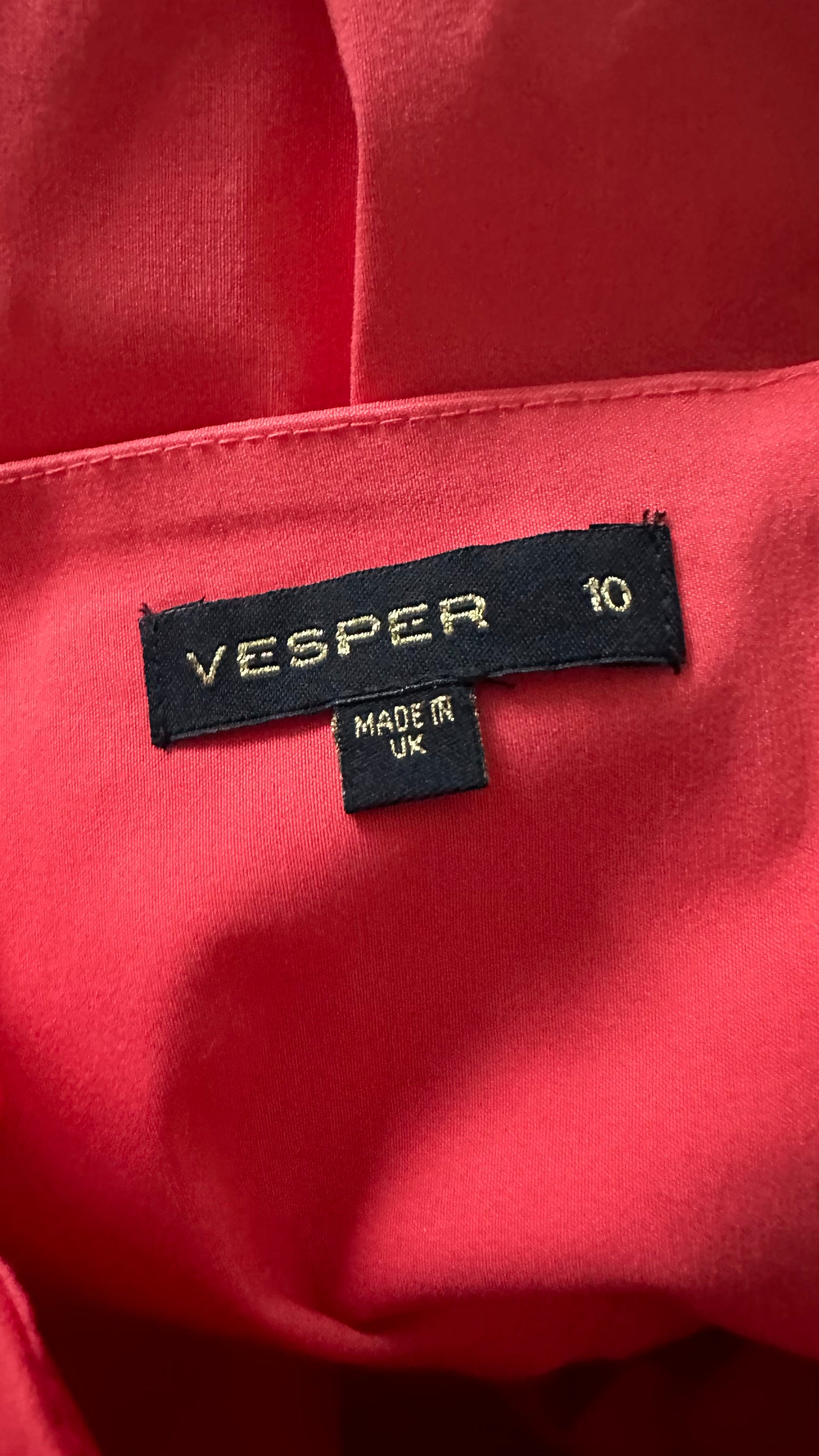 Vesper coral red pink strapless bandeau stretchy playsuit jumpsuit small UK 19 vgc