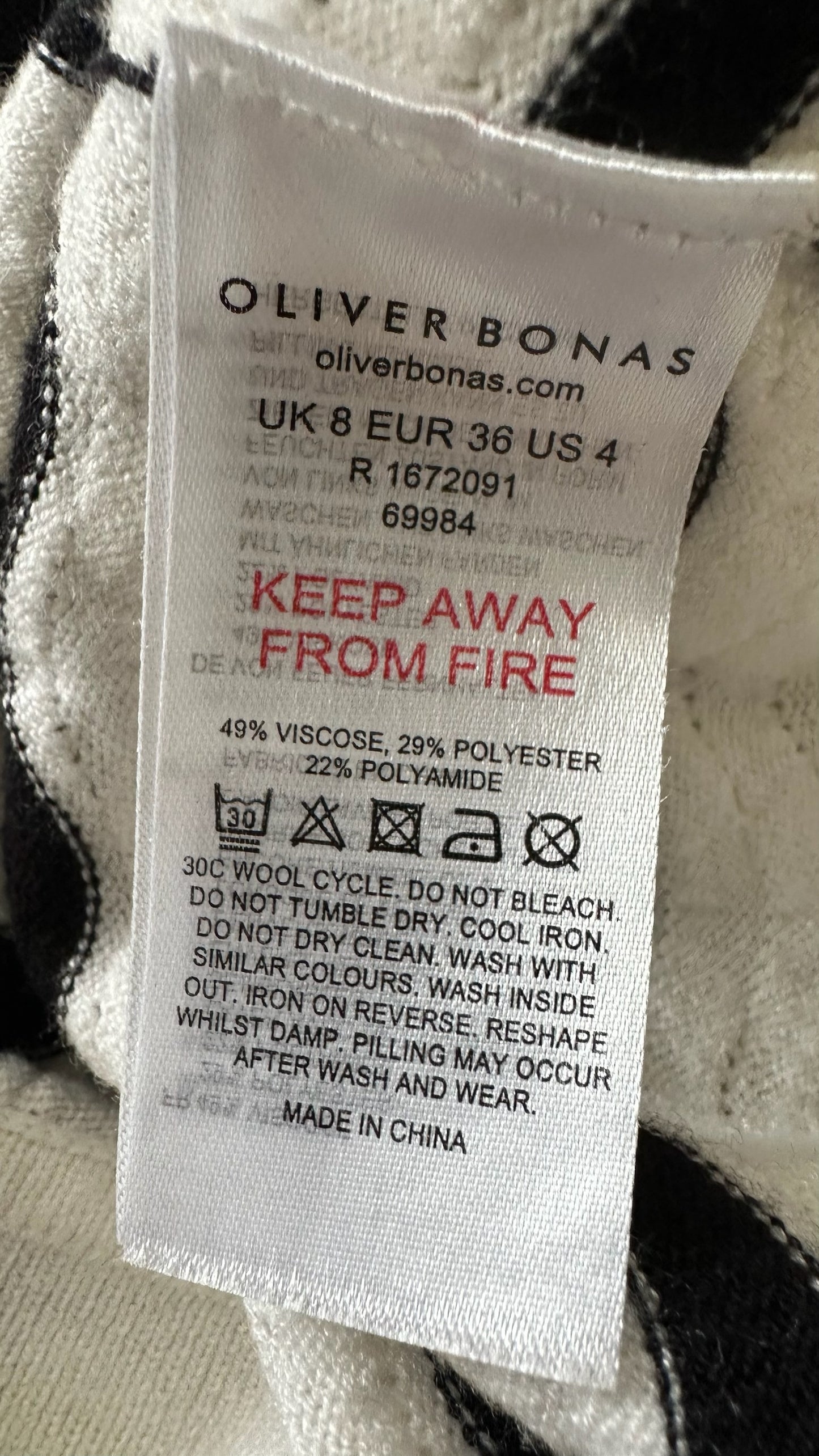 Oliver Bonas white black wave stripe cardigan small UK 8 vgc