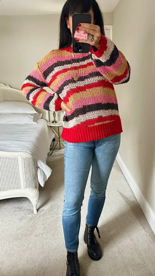 Albaray red knitted jumper large UK 12 vgc