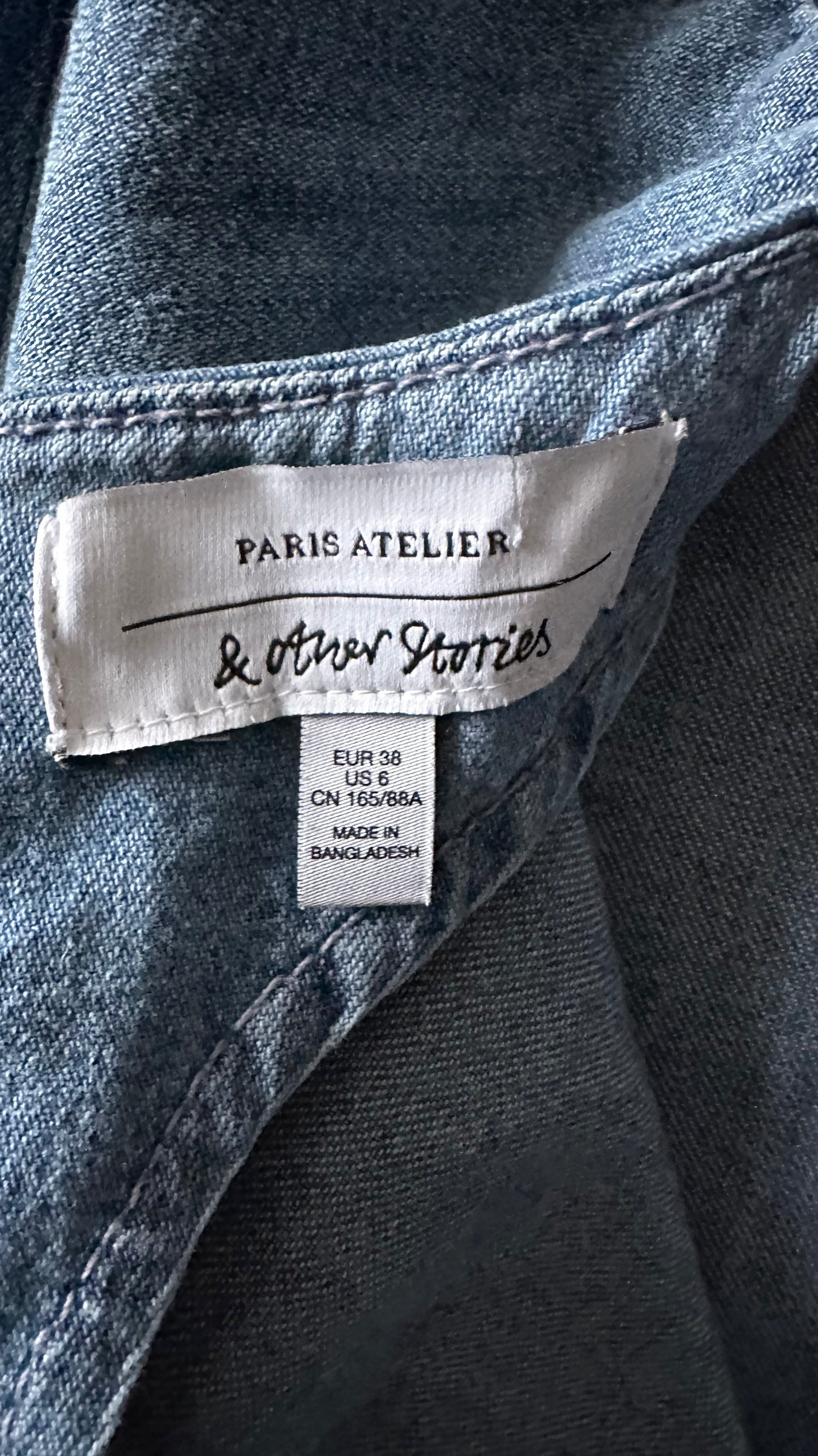 & other stories light blue denim mini casual dress small UK 10-12 vgc