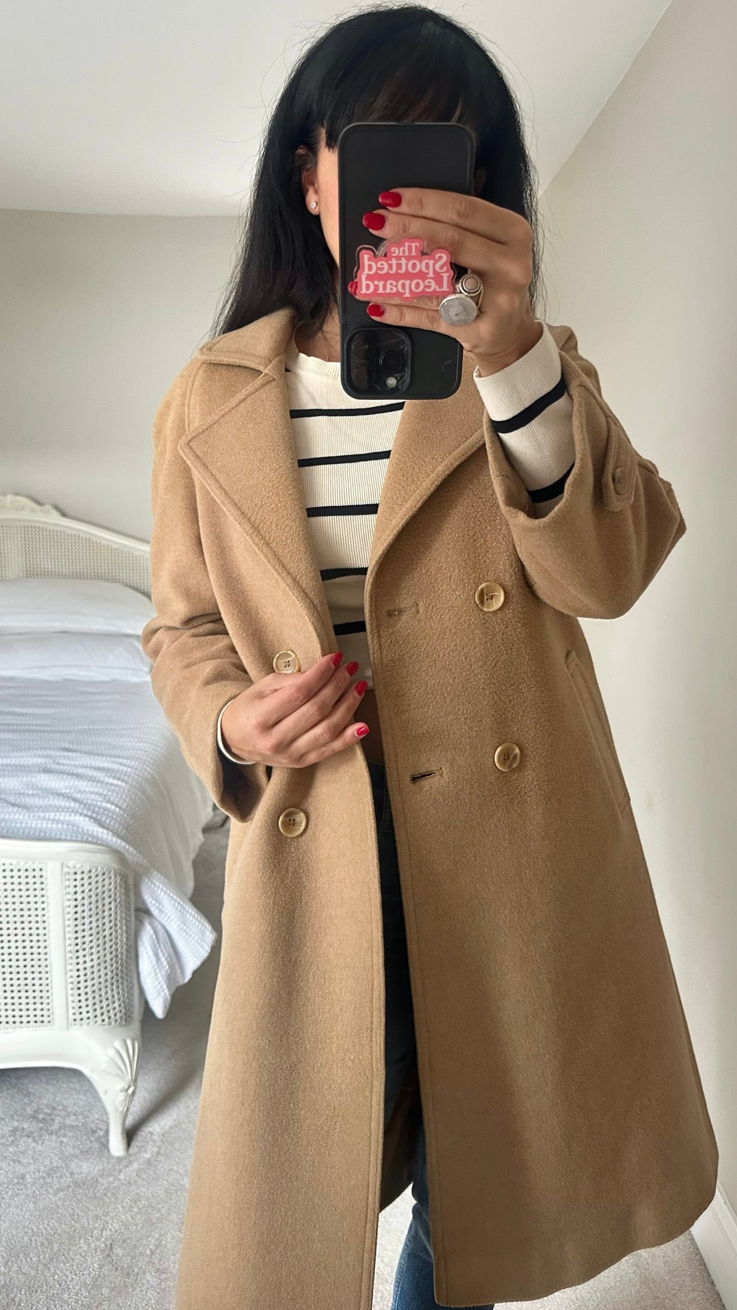 Vintage camel tan cashmere wool blend formal coat medium large ML UK 10-12 excellent used condition