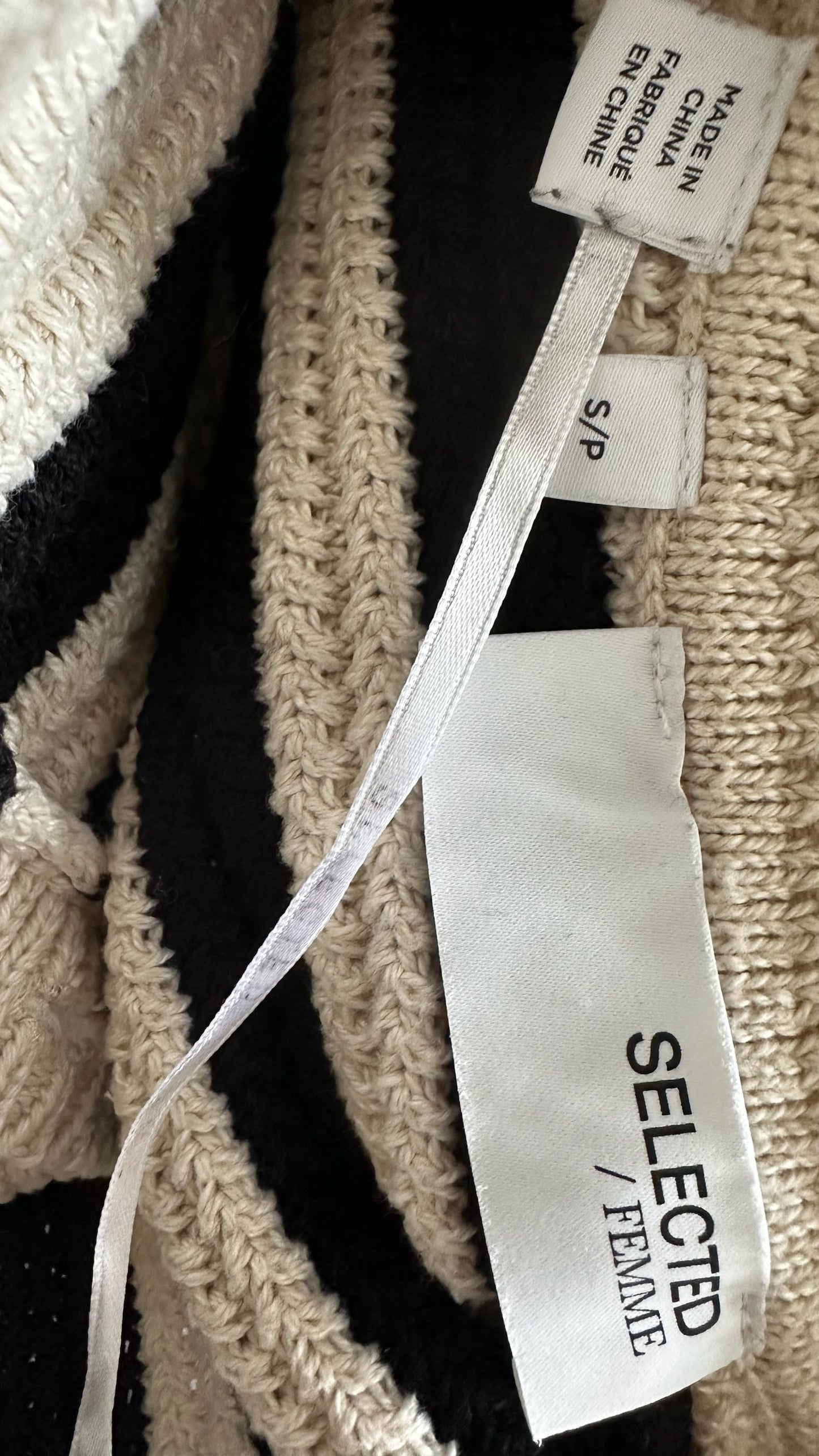 Selected femme anthropologie black cream knitted cardigan small UK 8-10
