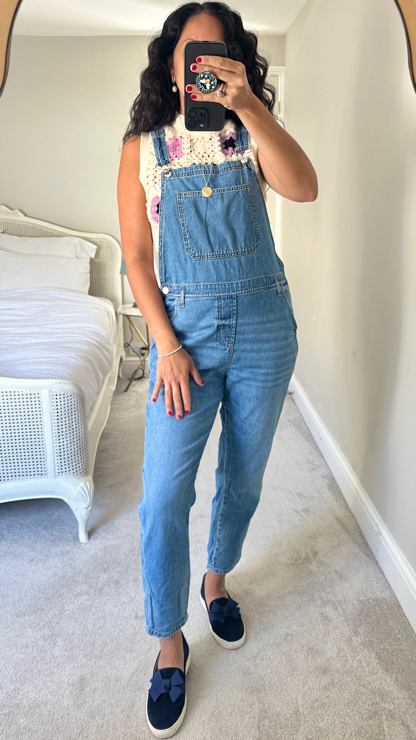 Mango denim jeans jumpsuit dungarees medium UK 10-12 vgc