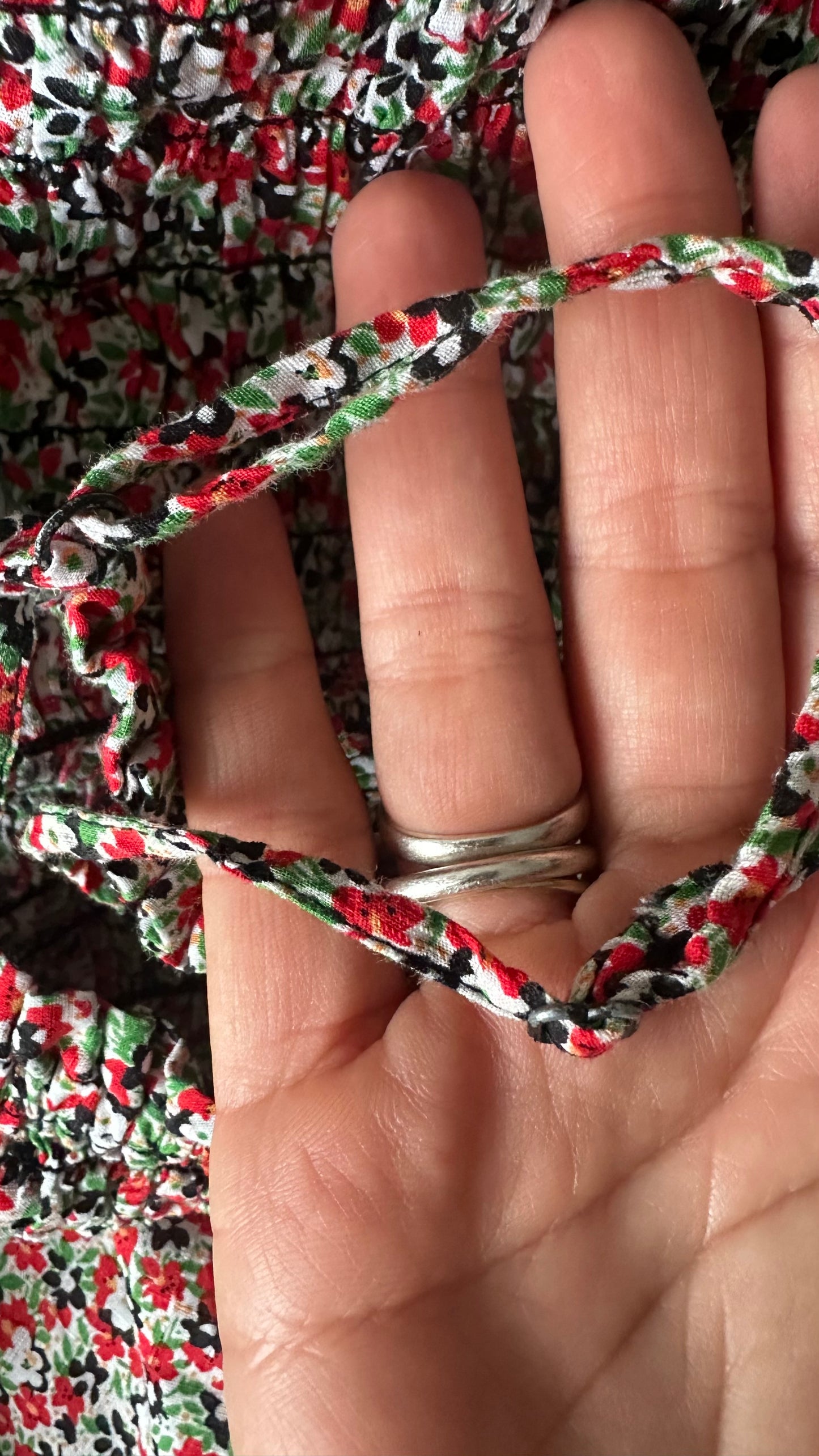 & other stories red green floral holiday midi maxi dress small UK 8 10 12 vgc