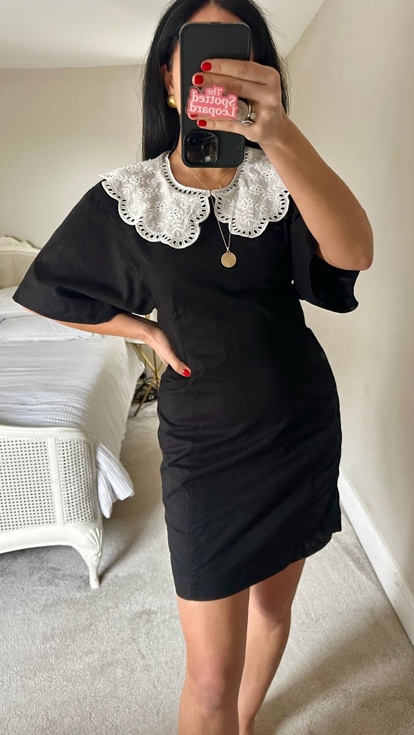 & other stories black white mini collared dress UK 10-12 vgc