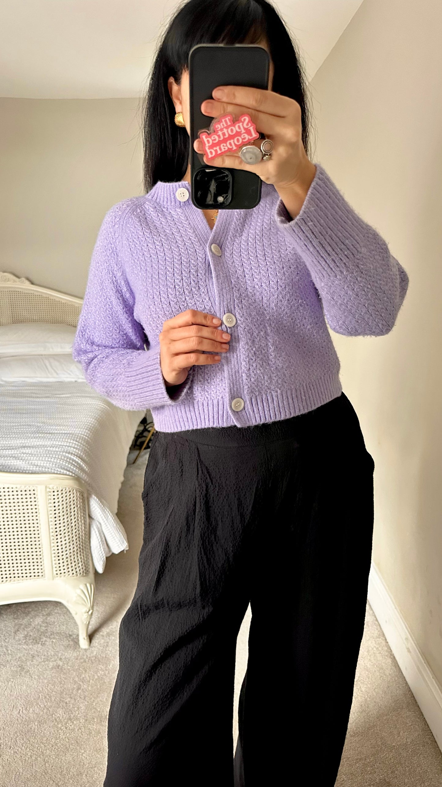& other stories lilac alpaca wool blend knitted cardigan jumper medium UK 10-12 vgc